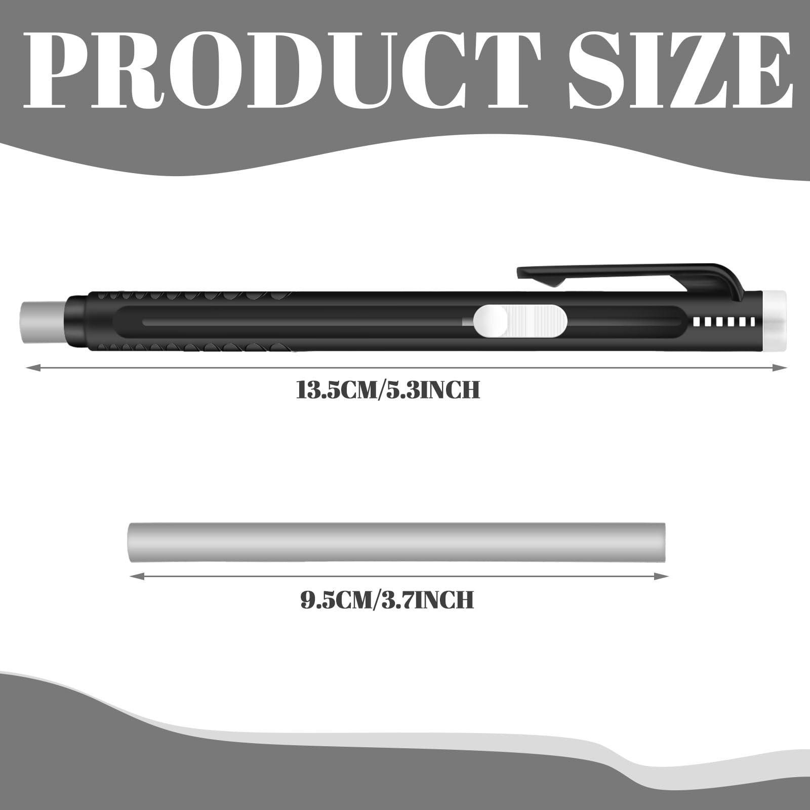 12 PCS Solid Black Retractable Mechanical Eraser Pen Refills Painting Art