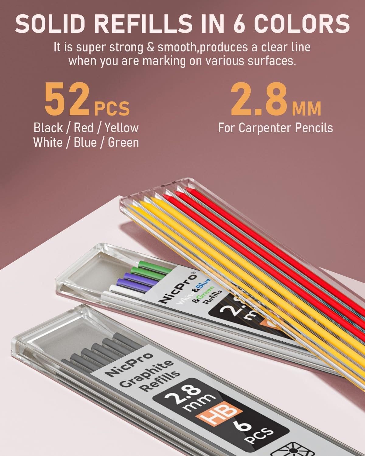 4 Pack Carpenter Pencil with Sharpener, Mechanical Carpenter Pencils with 52 Ref