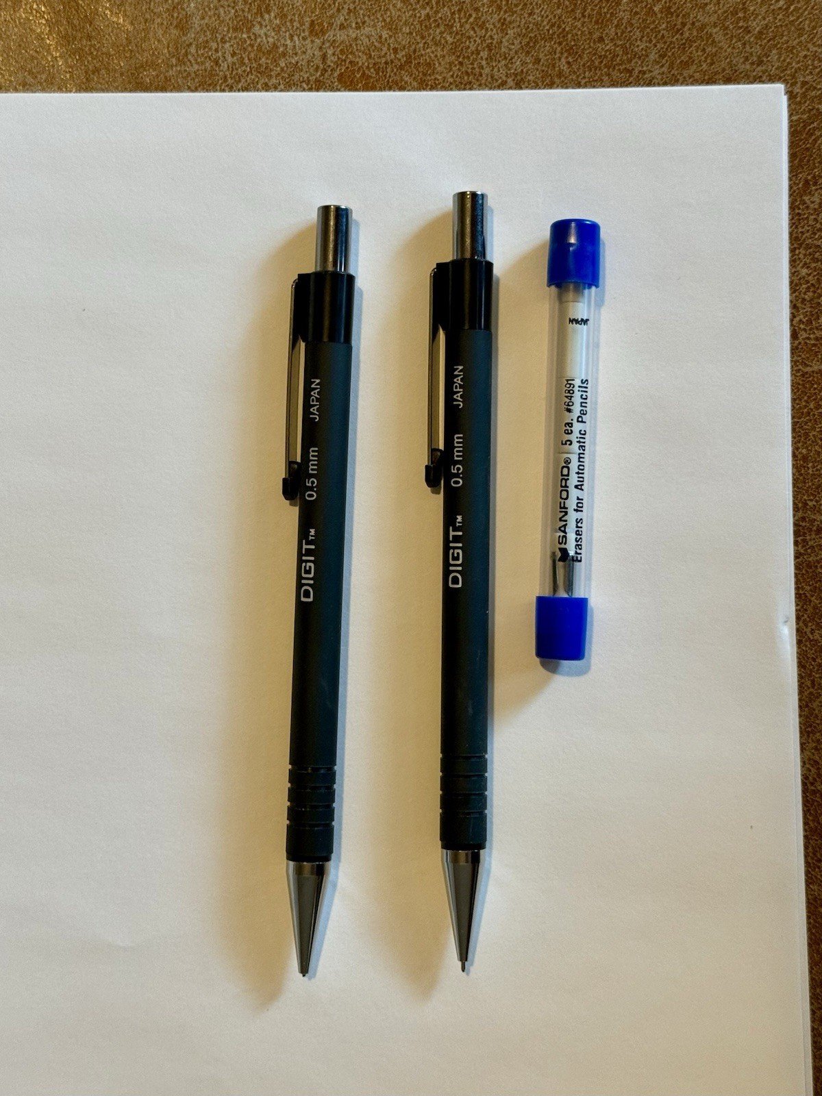 Lot of 3 Sanford Digit 0.5mm Mechanical Pencil Japan Retractable Chrome + Eraser