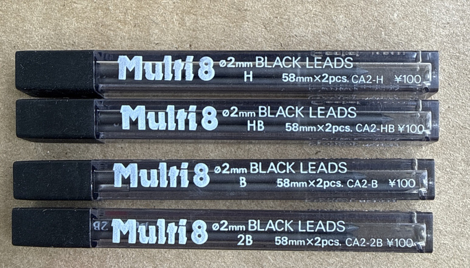 Pentel Multi8 2mm Color Leads 2x58mm LOT of 8 Tubes Refill Black Red Blue
