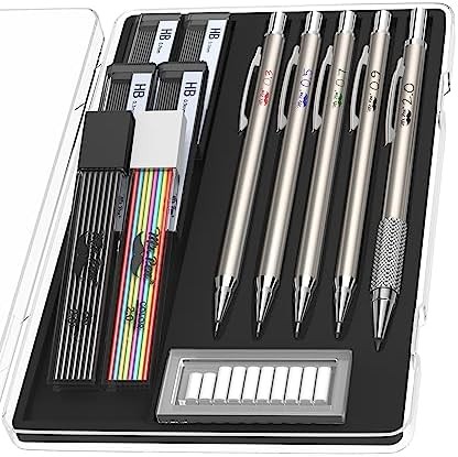 Mr. Pen- Metal Mechanical Pencil Set with Lead and Eraser Refills, 5 Sizes | 0.3