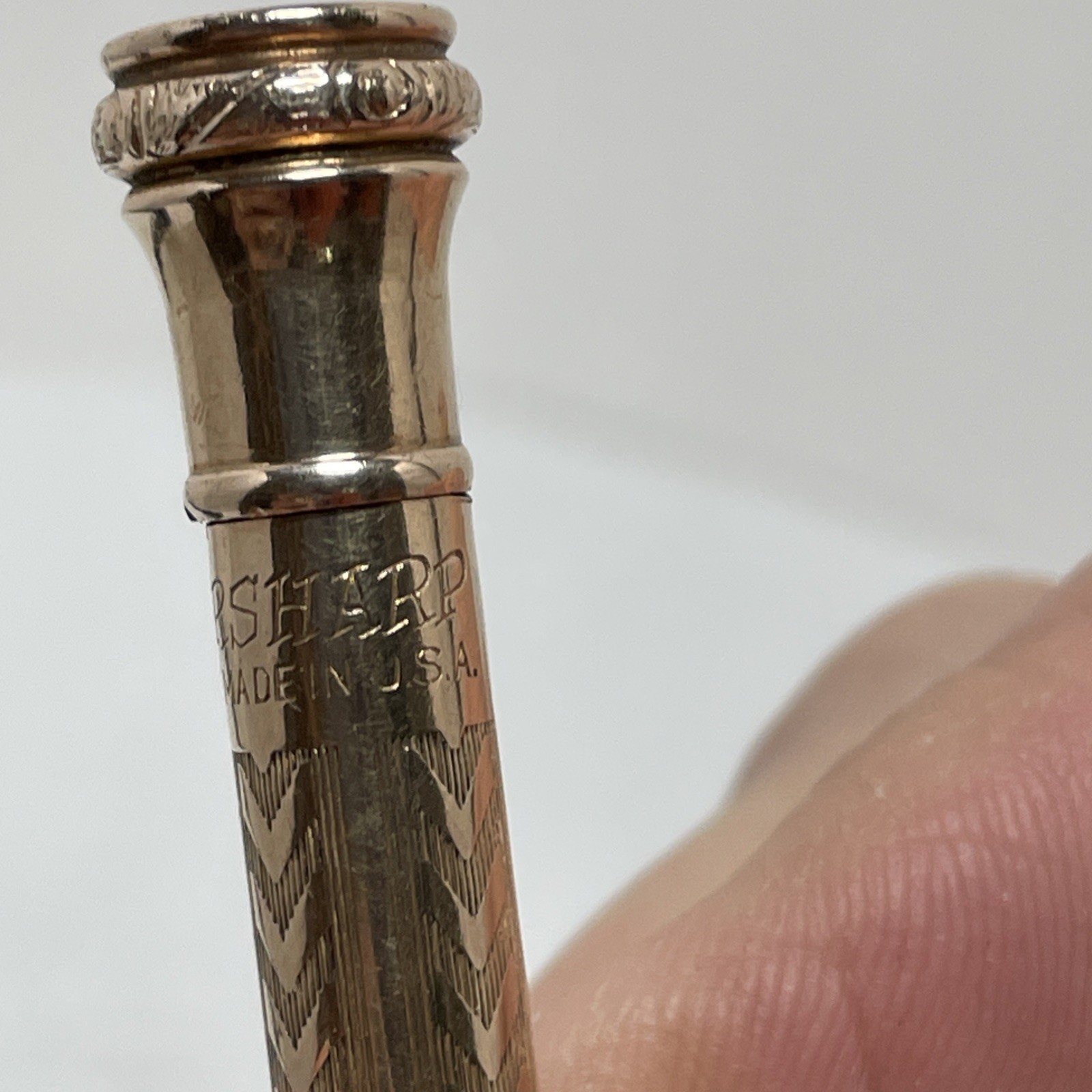 Wahl Eversharp Gold Filled Mechanical Pencil 1930 Herringbone Art Deco Inscribed