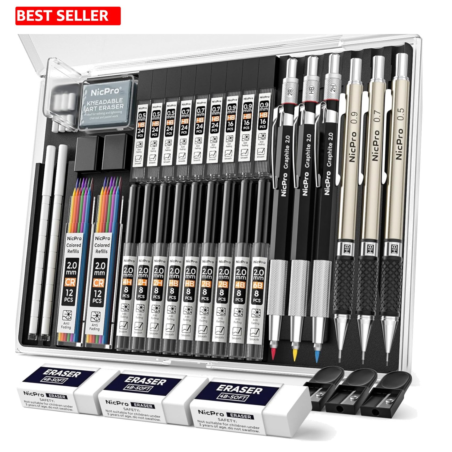 Professional 35PCS Art Pencil Kit – Ergonomic Mechanical Pencils & Lead Variety