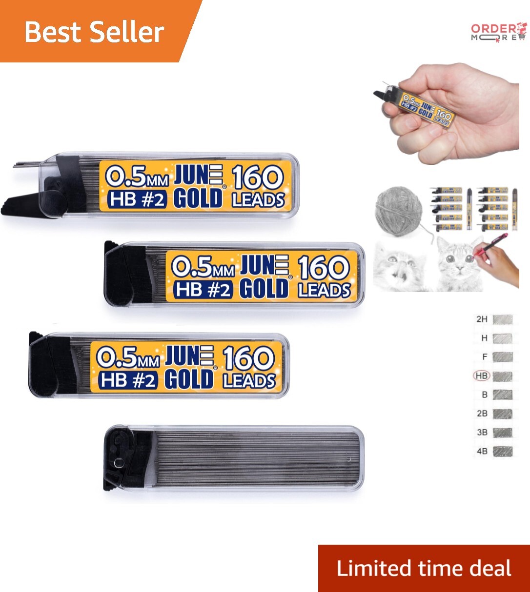 4 Dispenser Set of 640 Break Resistant 0.5 mm HB Lead Refills for Smooth Writing