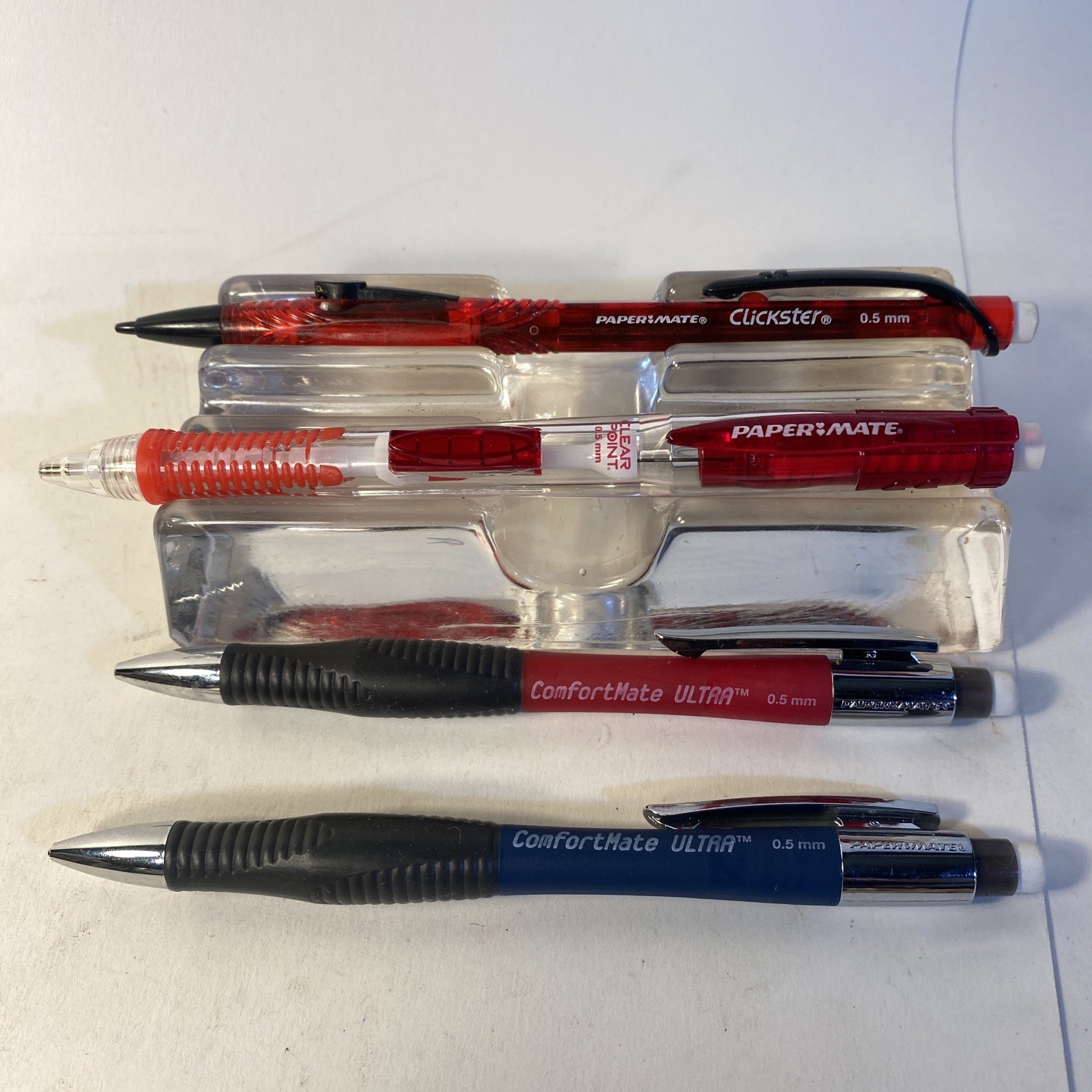 Papermate Clickster Clear Point Comfort Ultra Pencils Fine 0.5 Lot of 4 Vintage
