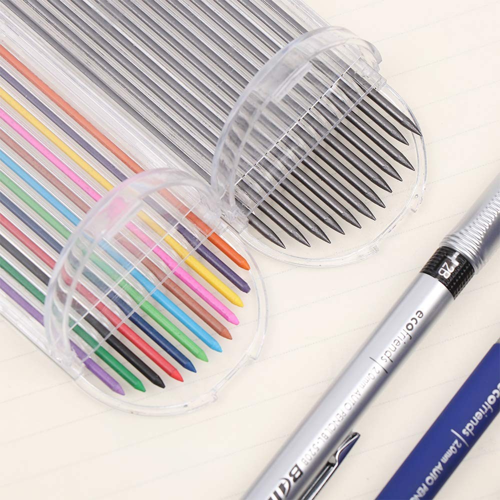 5pcs 2.0 mm Mechanical Pencil Lead Holder Set, 3pcs Automatic Multicolor