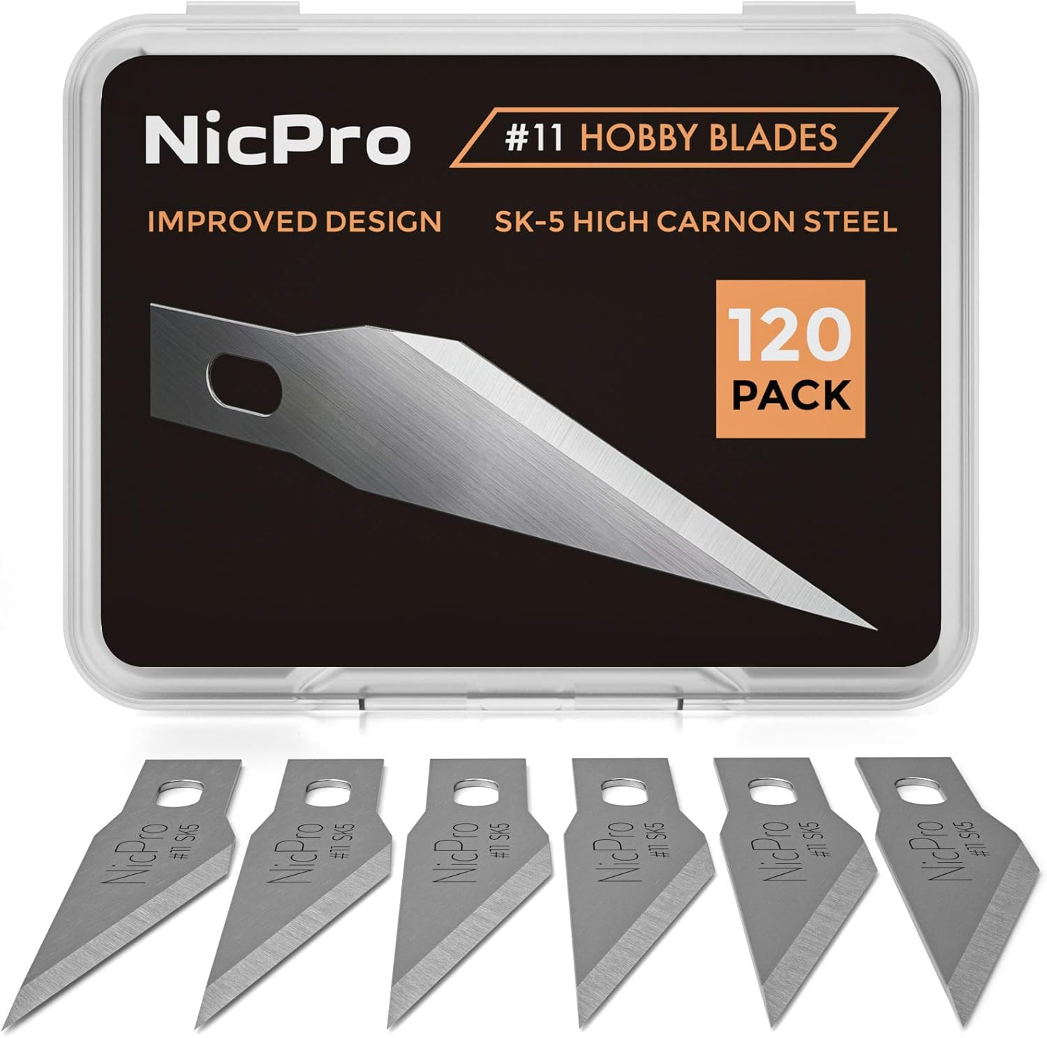120 PCS #11 Hobby Blades Refill Set, SK-5 High Carbon Steel Utility Art Blades R
