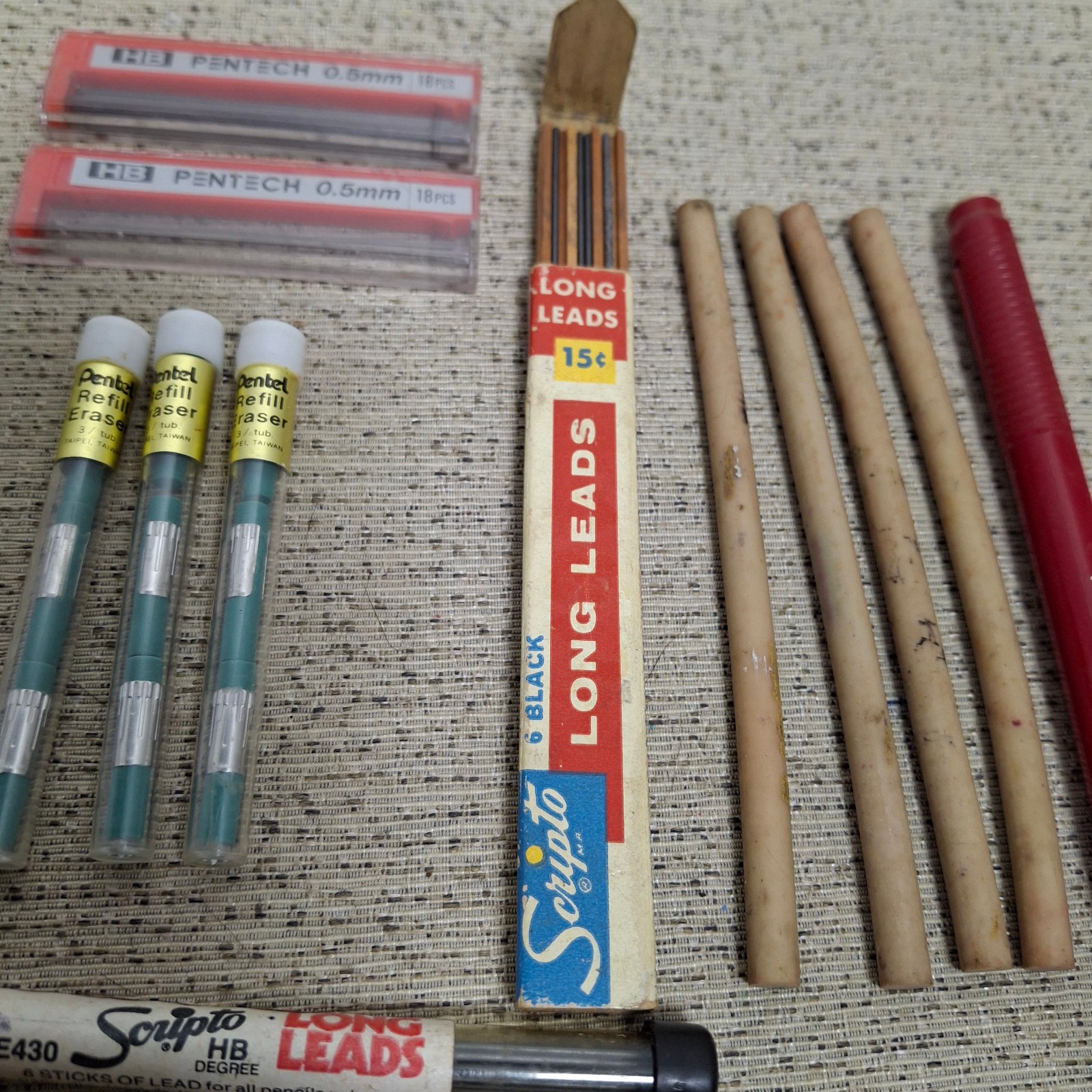 Mixed Lot Scripto/ Pentel/Papermate #2 Mechanical Pencil Eraser Lead Refill/Used