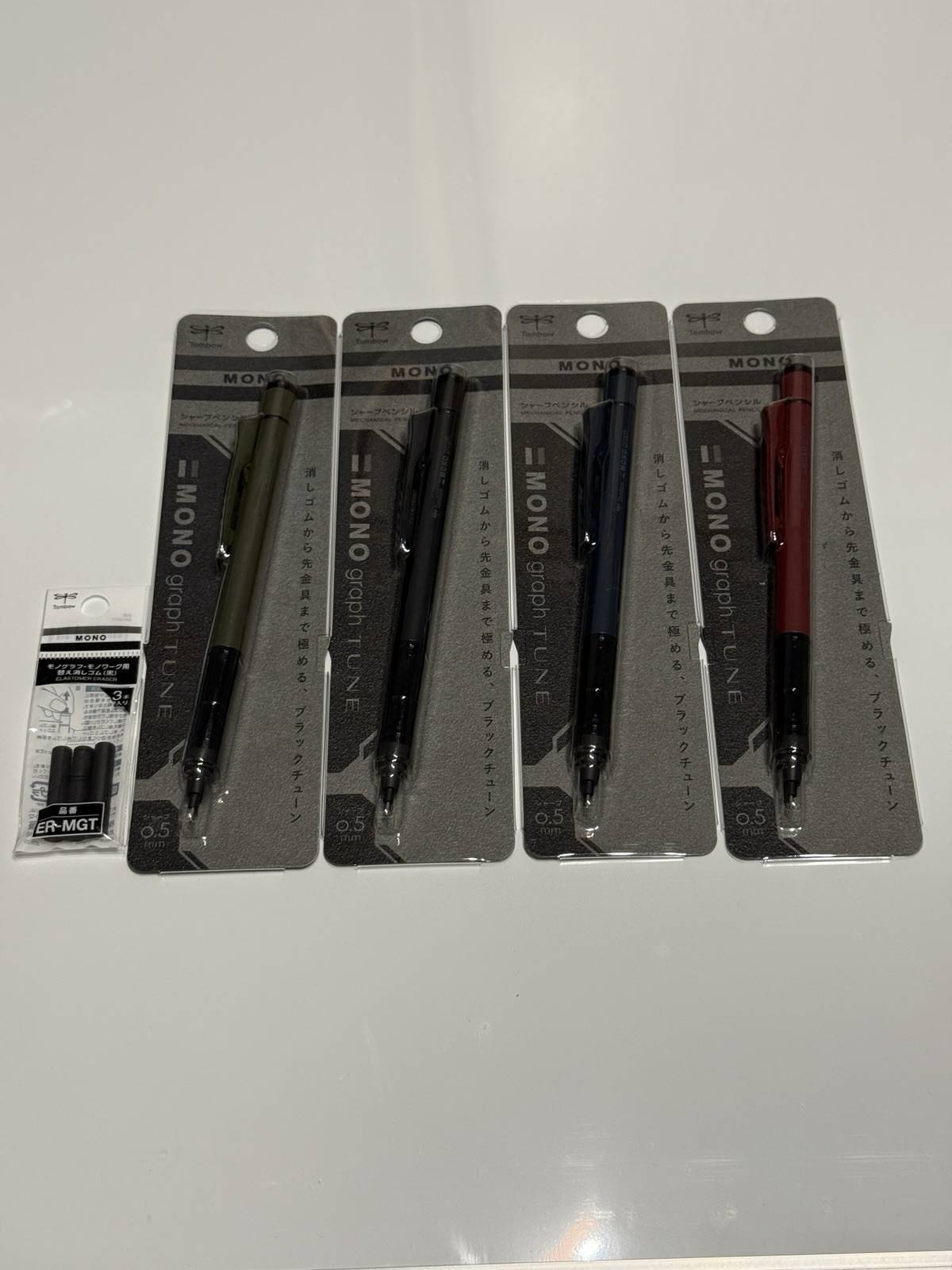 Tombow MONO Graph Tune 0.5mm Set Of 4 & eraser pad Mechanical Pencil New