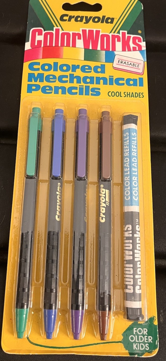 Vintage 1988 Crayola ColorWorks Colored Mechanical Pencils Cool Shades NOS