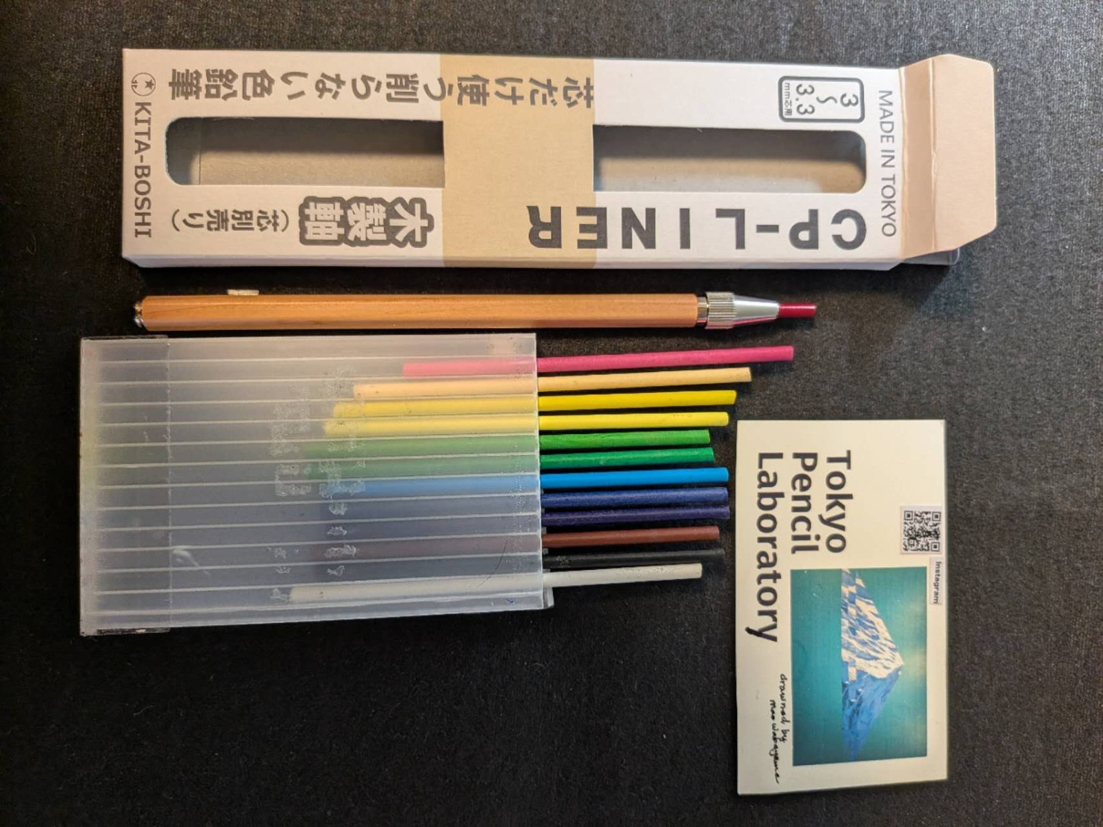 Kitaboshi CP-LINER Wooden Lead Holder + Watercolor Pencil Refills (13-Color Set)