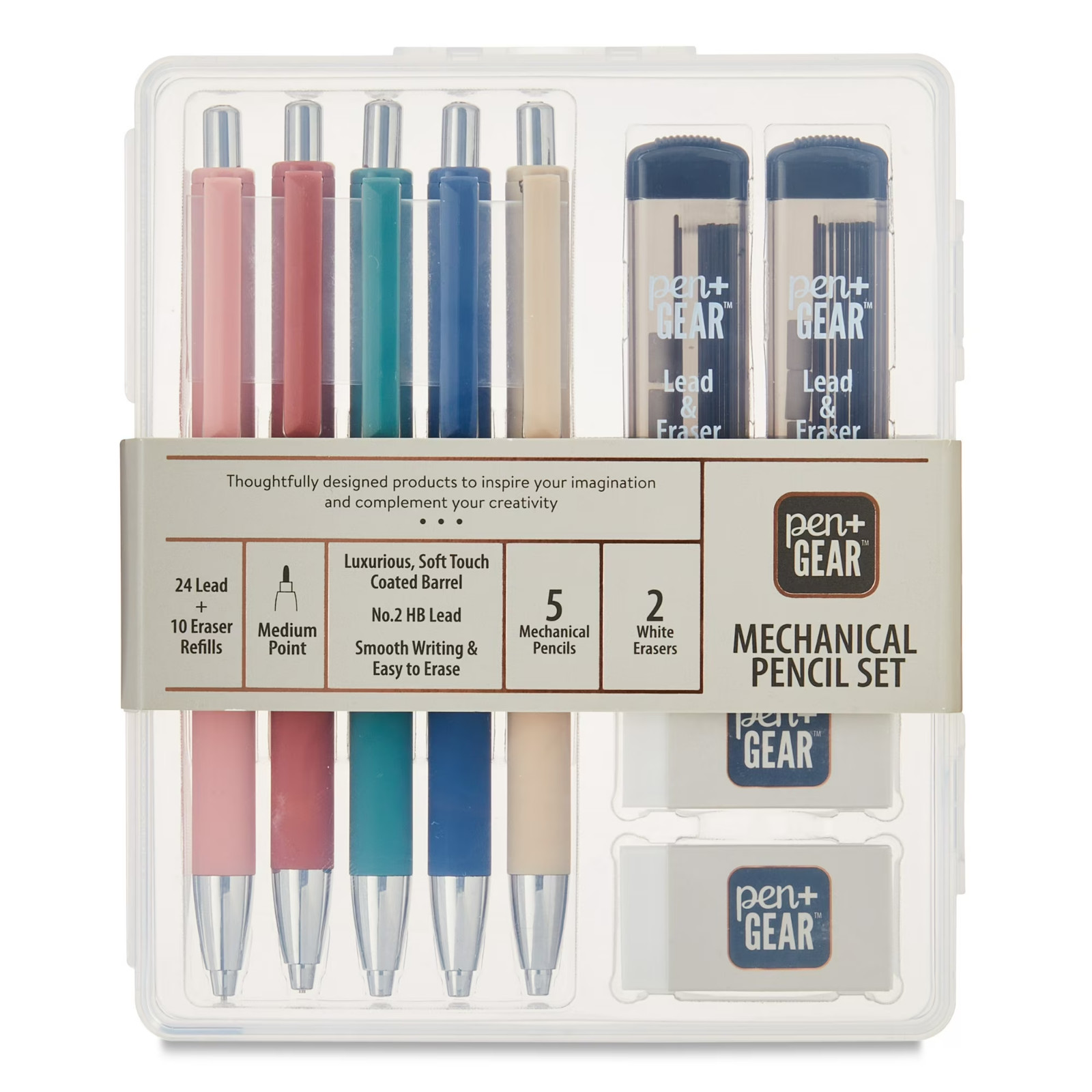 Pen+Gear Mechanical Pencil Kit with Storage Case, 0.7mm #2 Lead, 5 Count