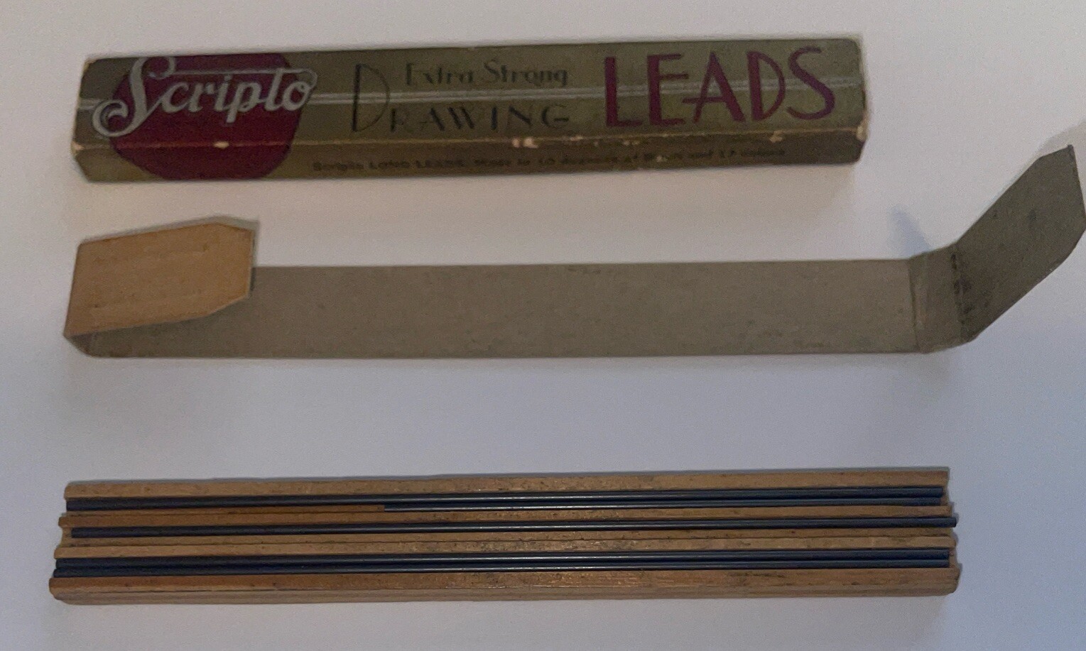 Vtg SCRIPTO Box of Extra Strong Drawing Leads – 4 Unused + 1 Used