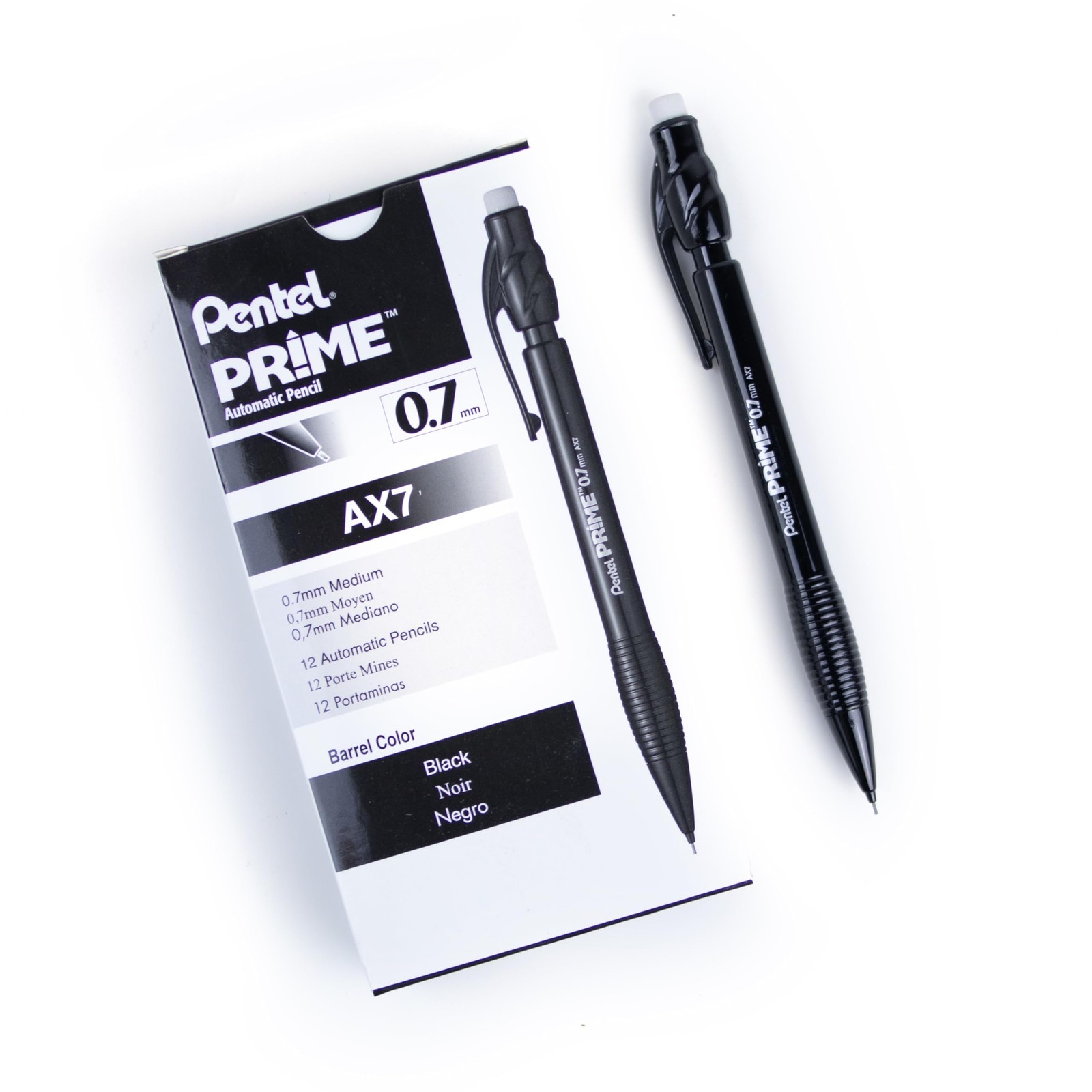 Pentel Prime Mechanical Pencil 0.7mm, Black 12 Count (Pack of 1),