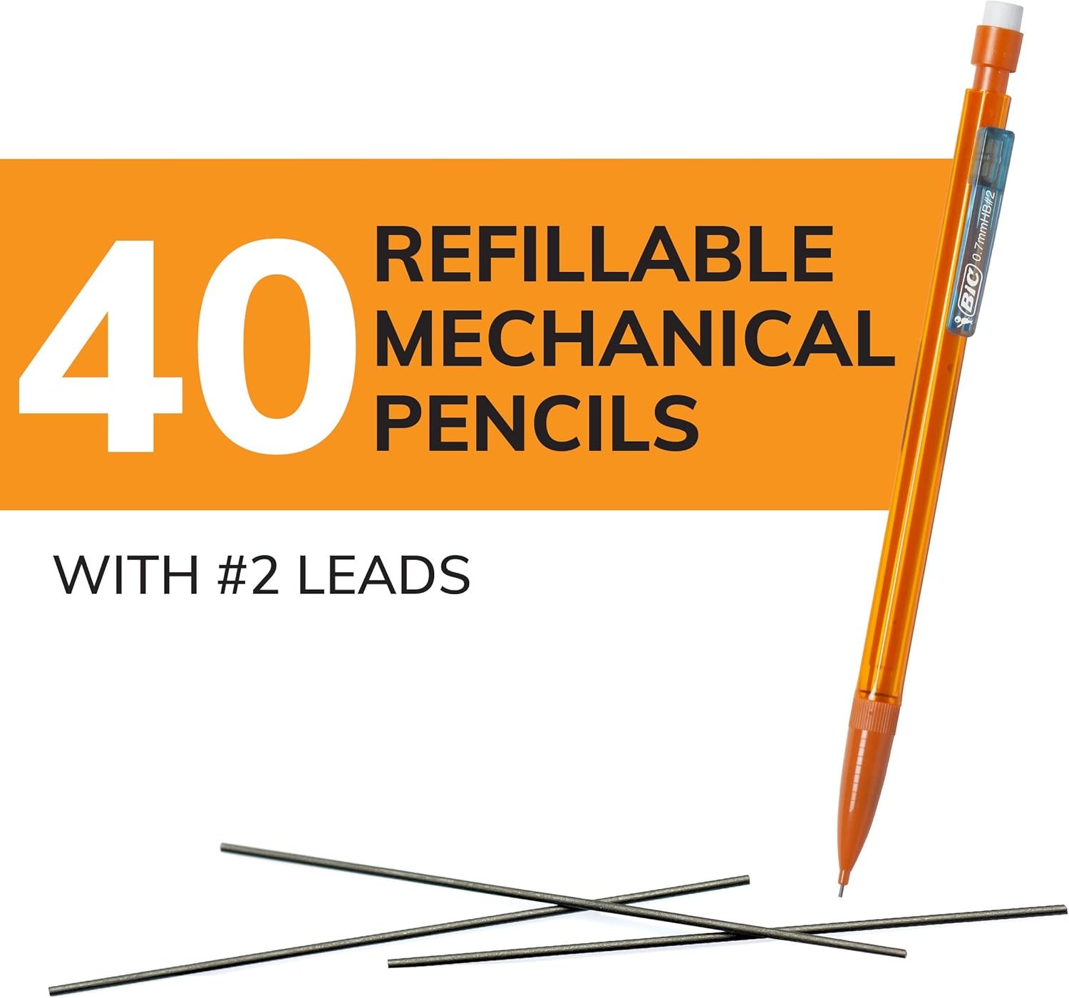 BIC Xtra Smooth Mechanical Pencil, 0.7 mm 40 Count (Pack of 1), Multi-color