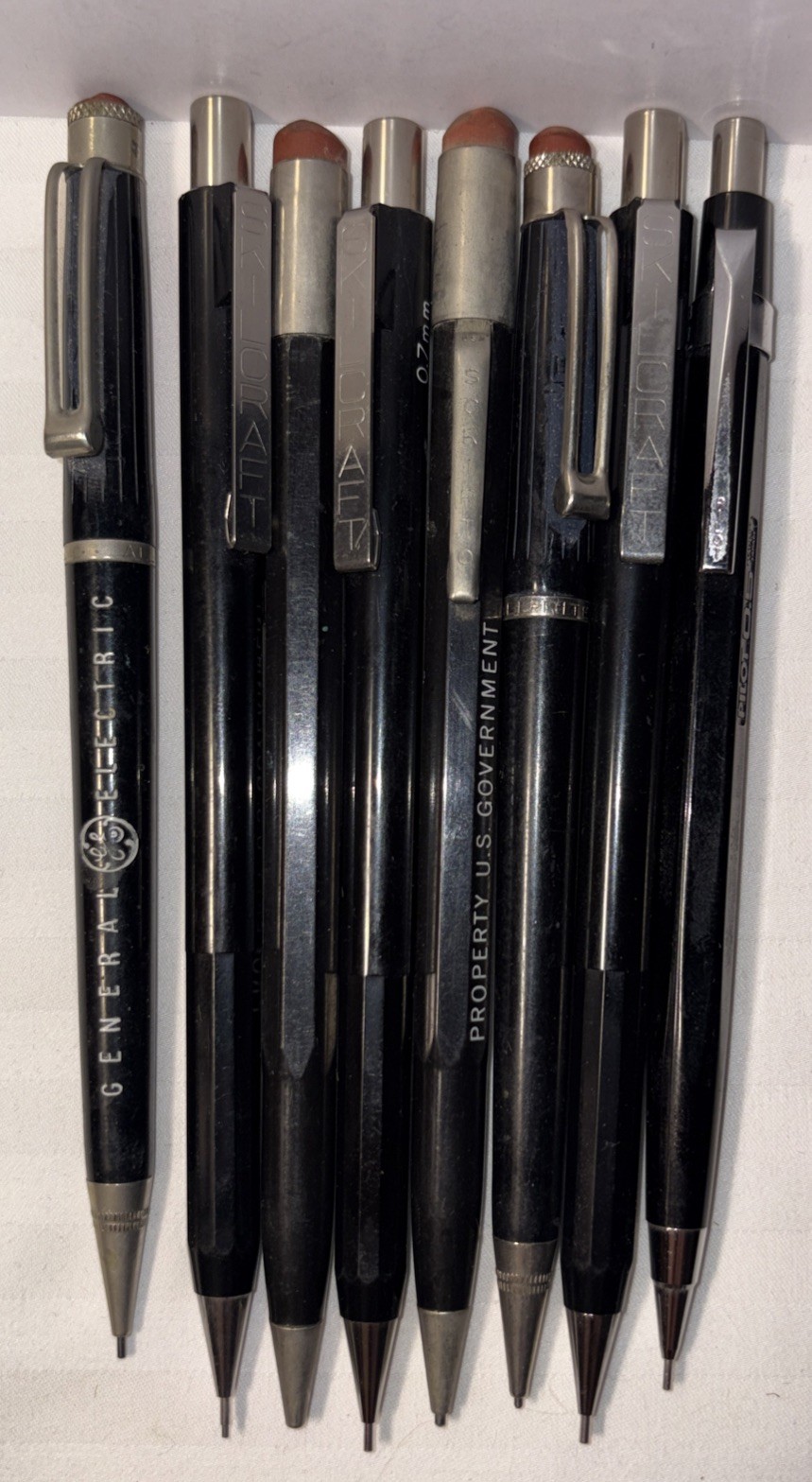 Vintage Mechanical Pencil Lot (8) Scripto, Skillcraft, U.S. Government