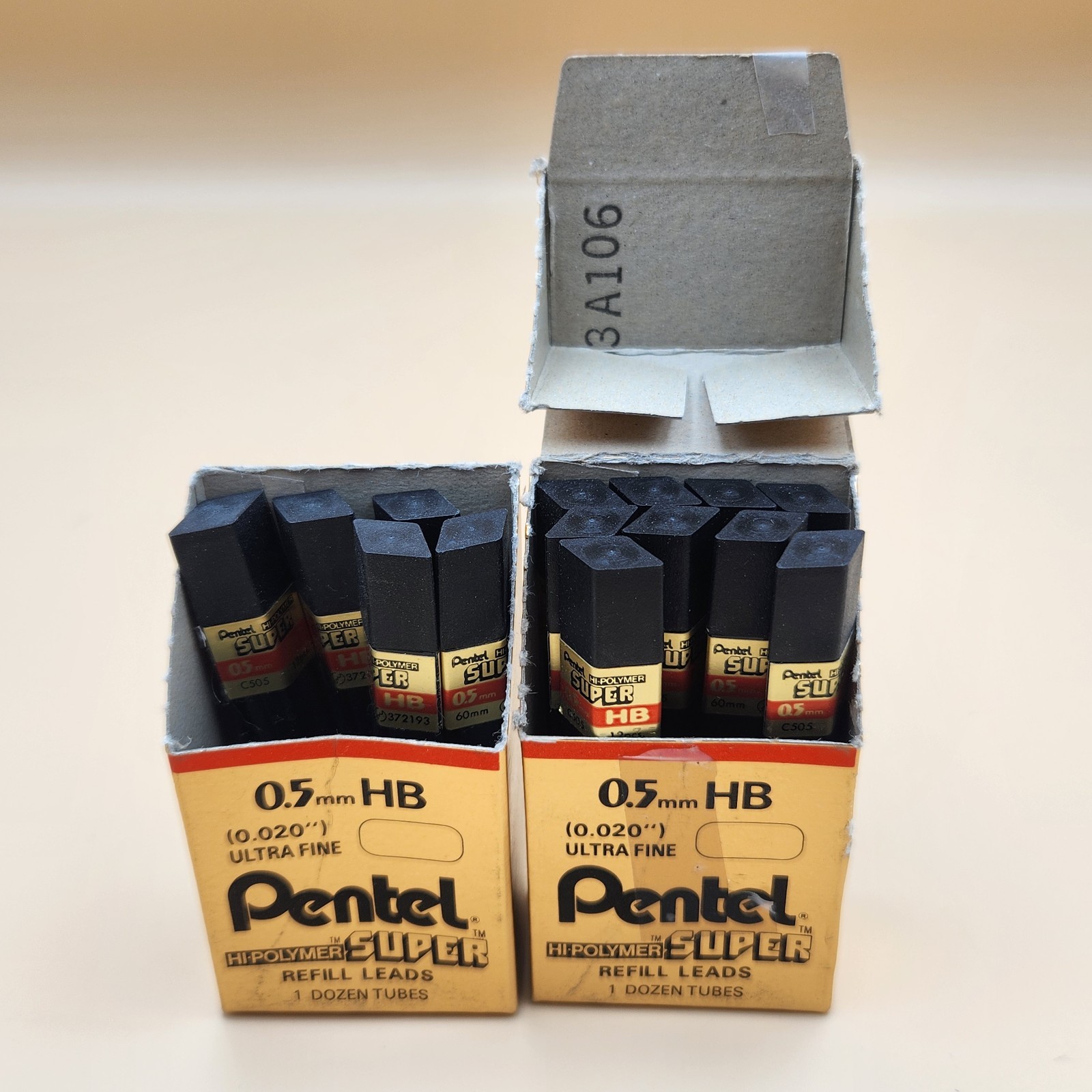 Pentel Hi Polymer Super Refill Leads .5mm HB Vintage Mechanical Pencil 14 Tubes