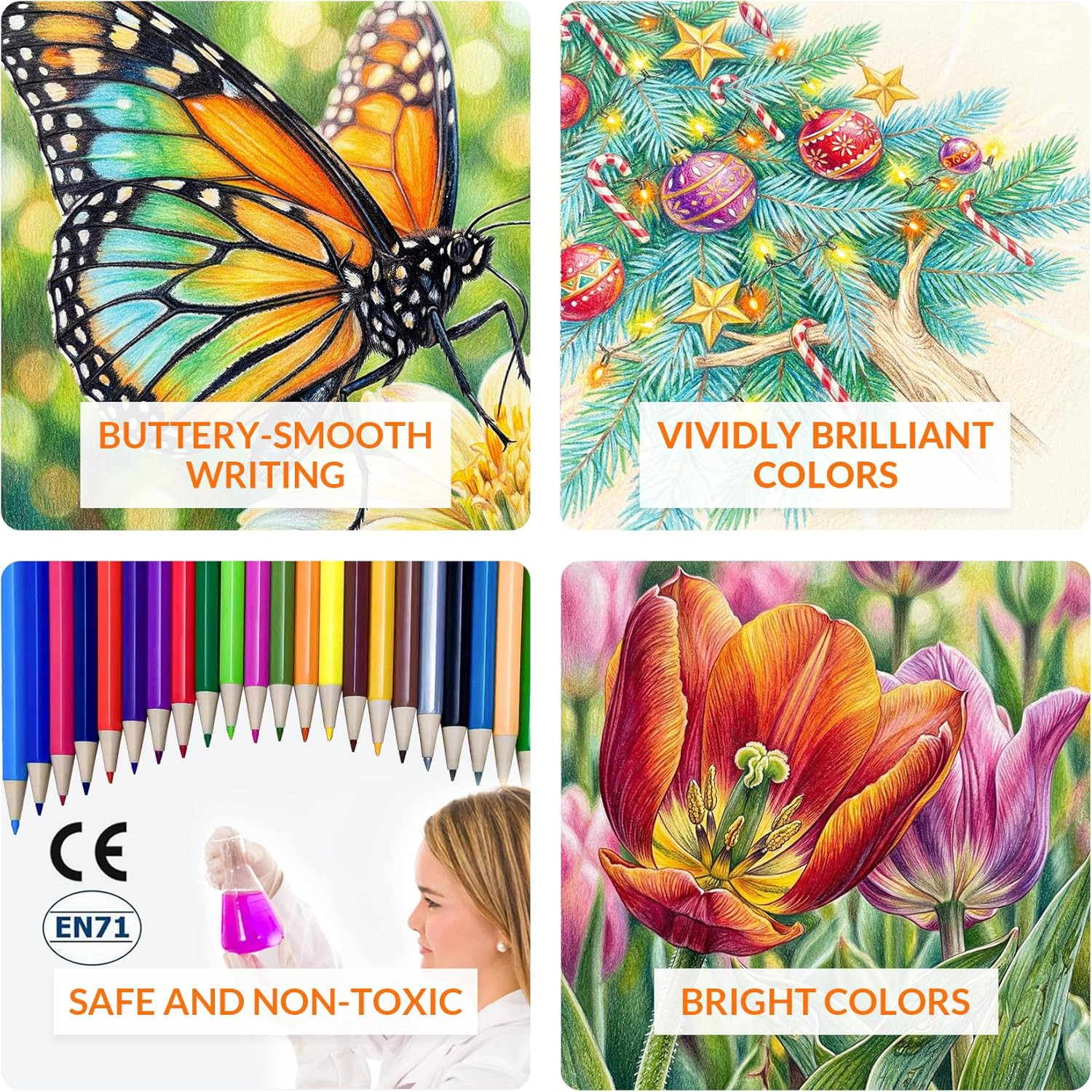 24 Mechanical Colored Pencils with 24 Lead Refills, 48 Pcs Total, 2.6Mm Oil-Base