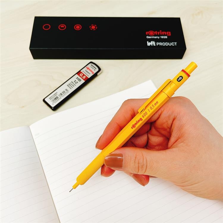 Rotring 600 Sharpie Pen 0.5mm Yellow with spare lead [Loft Limited].Loft Color