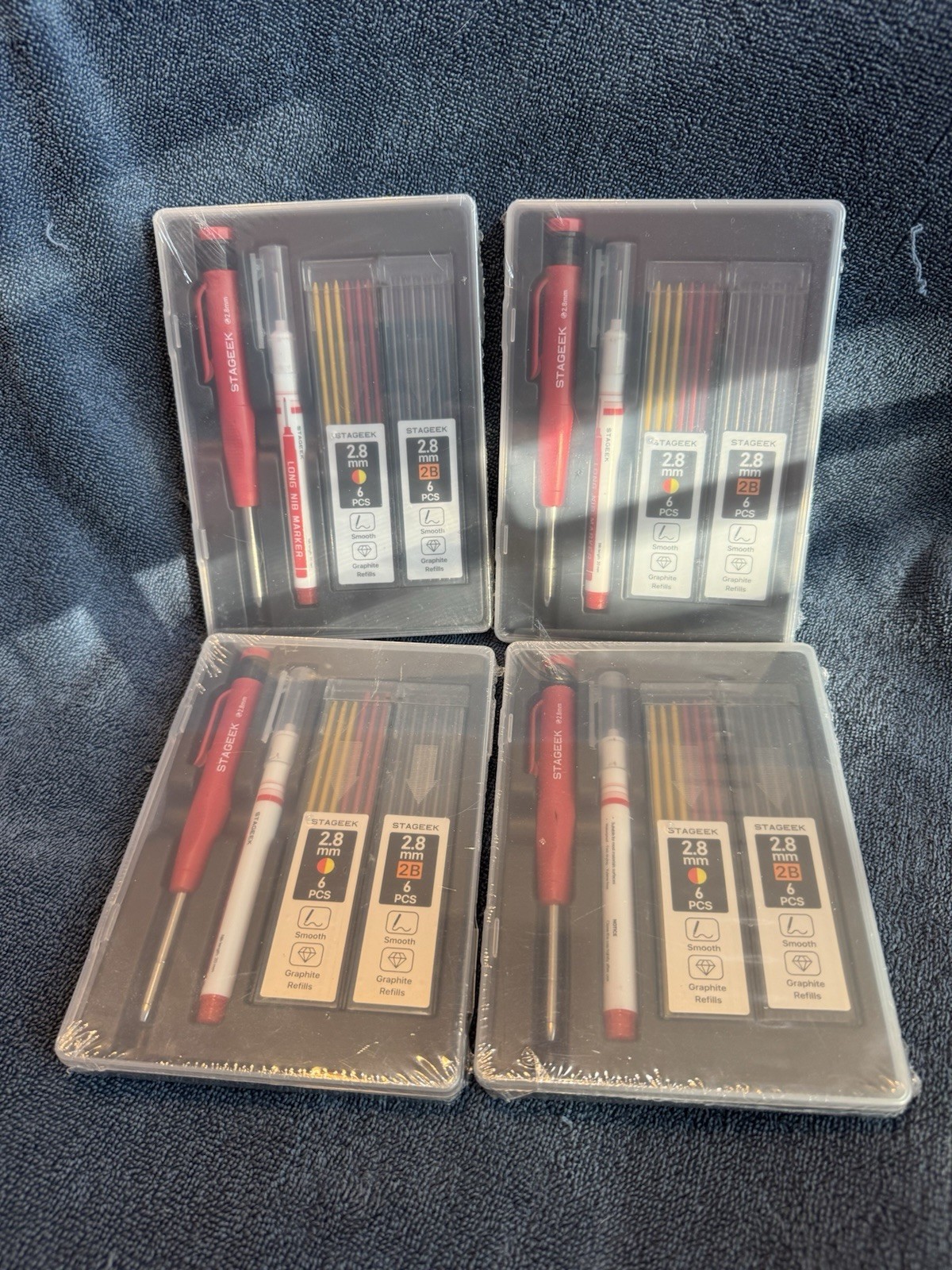 4 STAGEEK Carpenter Pencils Sets with Sharpener, Heavy Duty Woodworking Tools