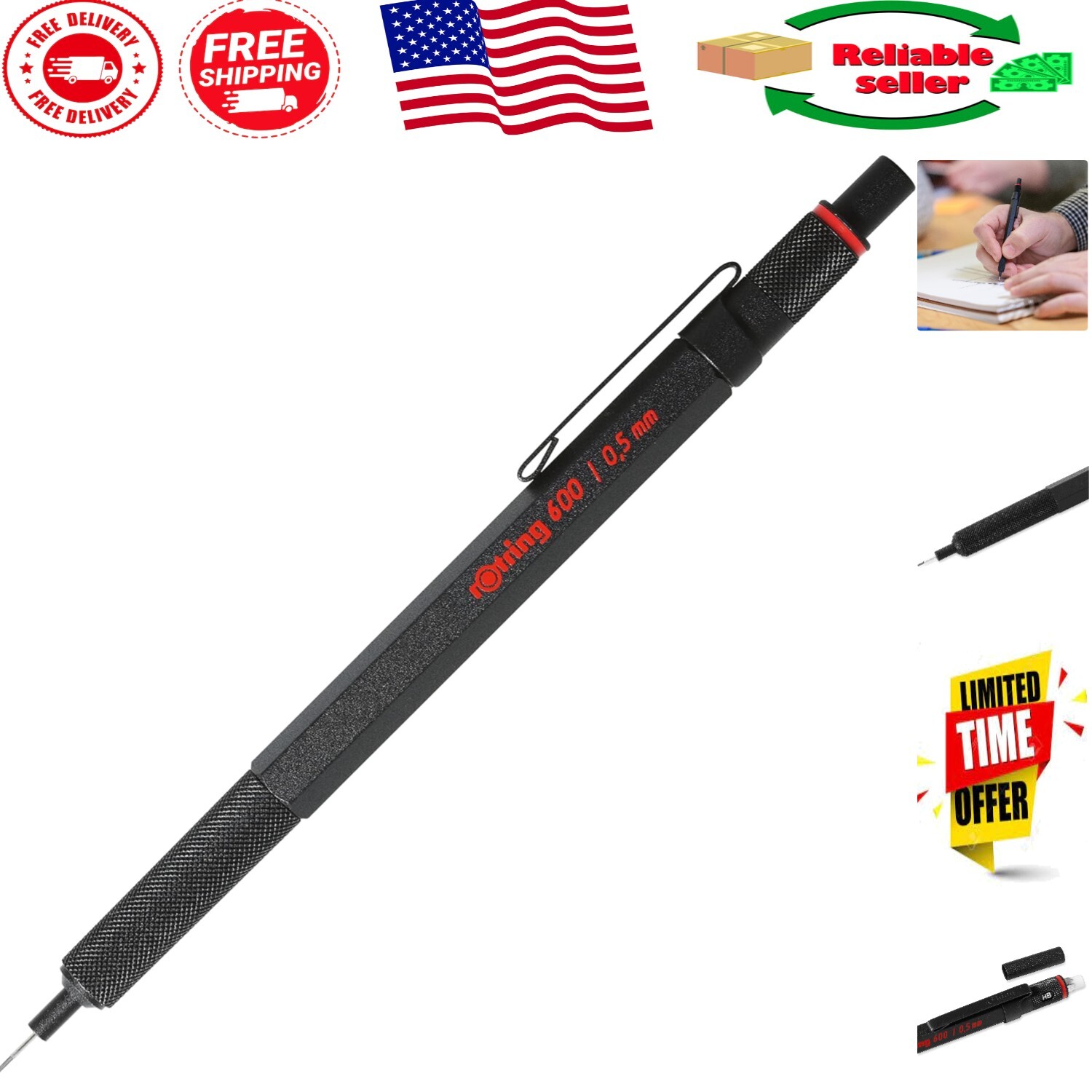 Professional Drafting Pencil – 600 Metal Mechanical Pencil with Non-Slip Grip
