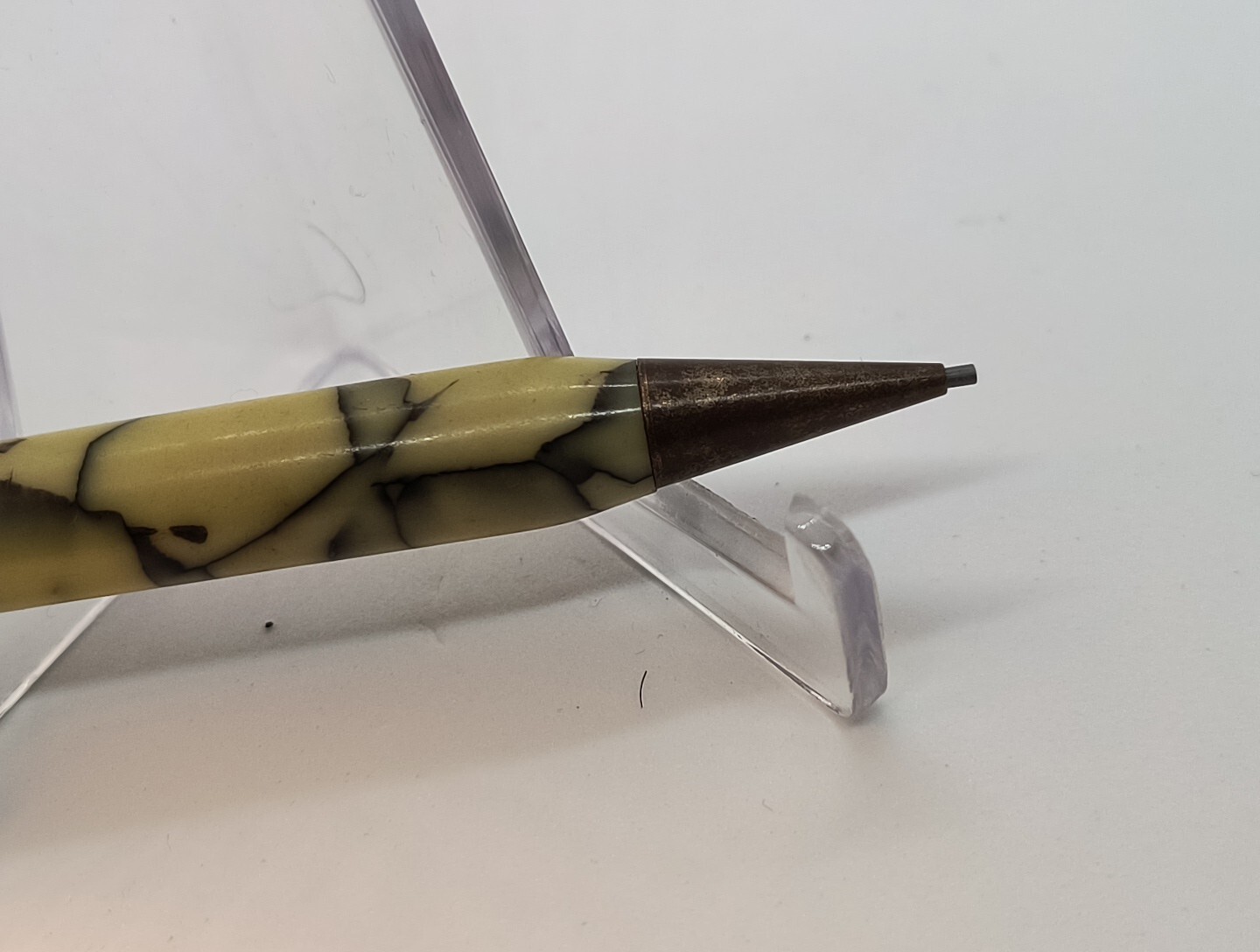VTG Mini 3″ Yellow Marbled Mechanical Pencil – Working Condition