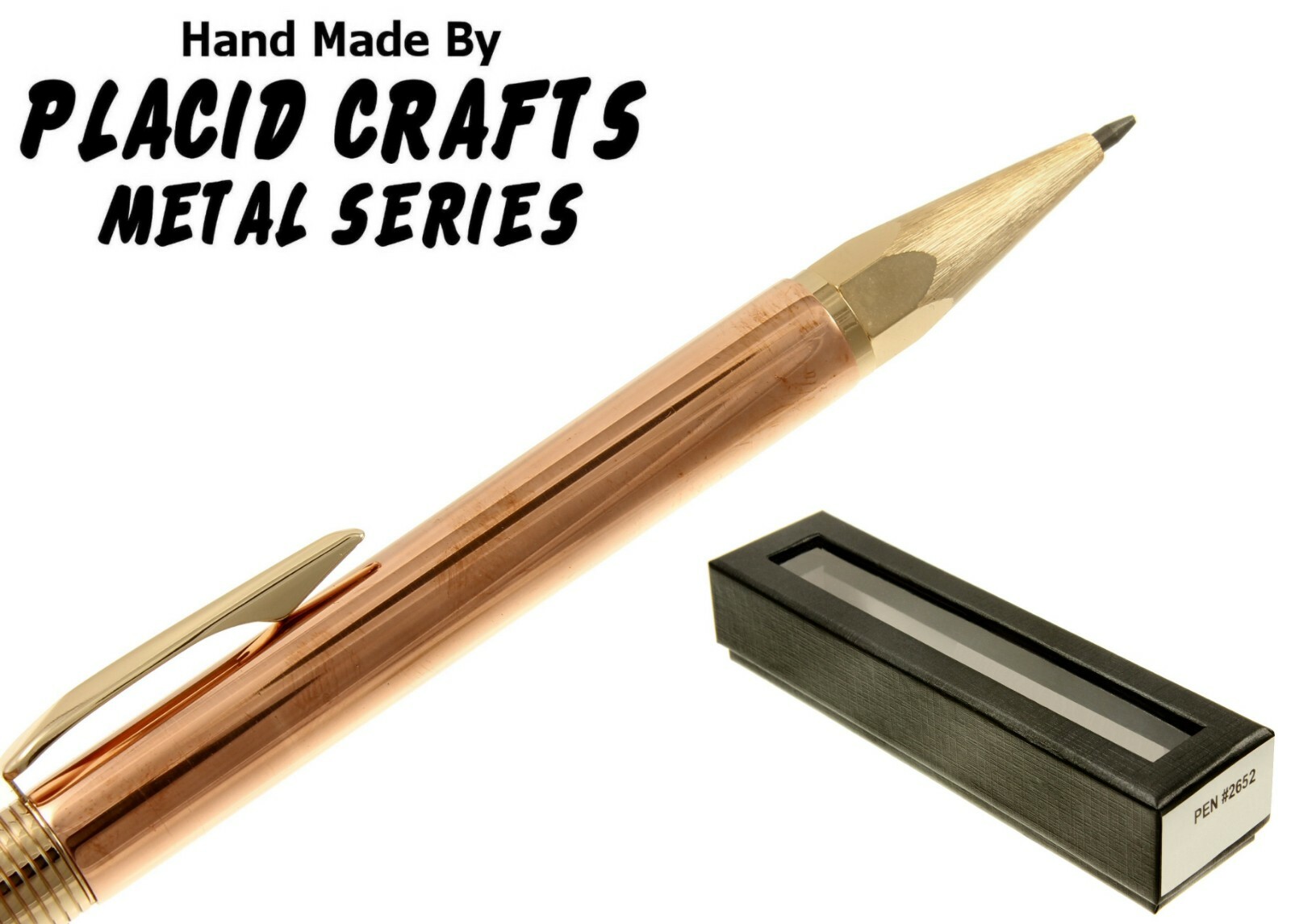 Throw Back Handcrafted 2mm Pencil in 24ct. Gold with Raw Copper Body / #341