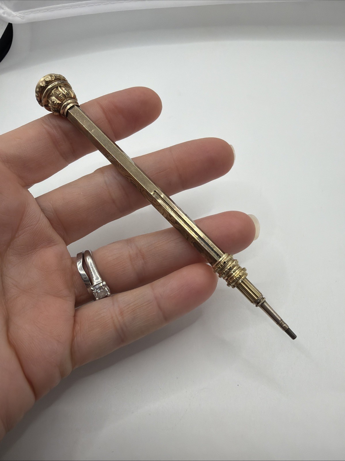 Antique Rolled Gold Victorian Engraved Retractable Propelling Pencil 1890