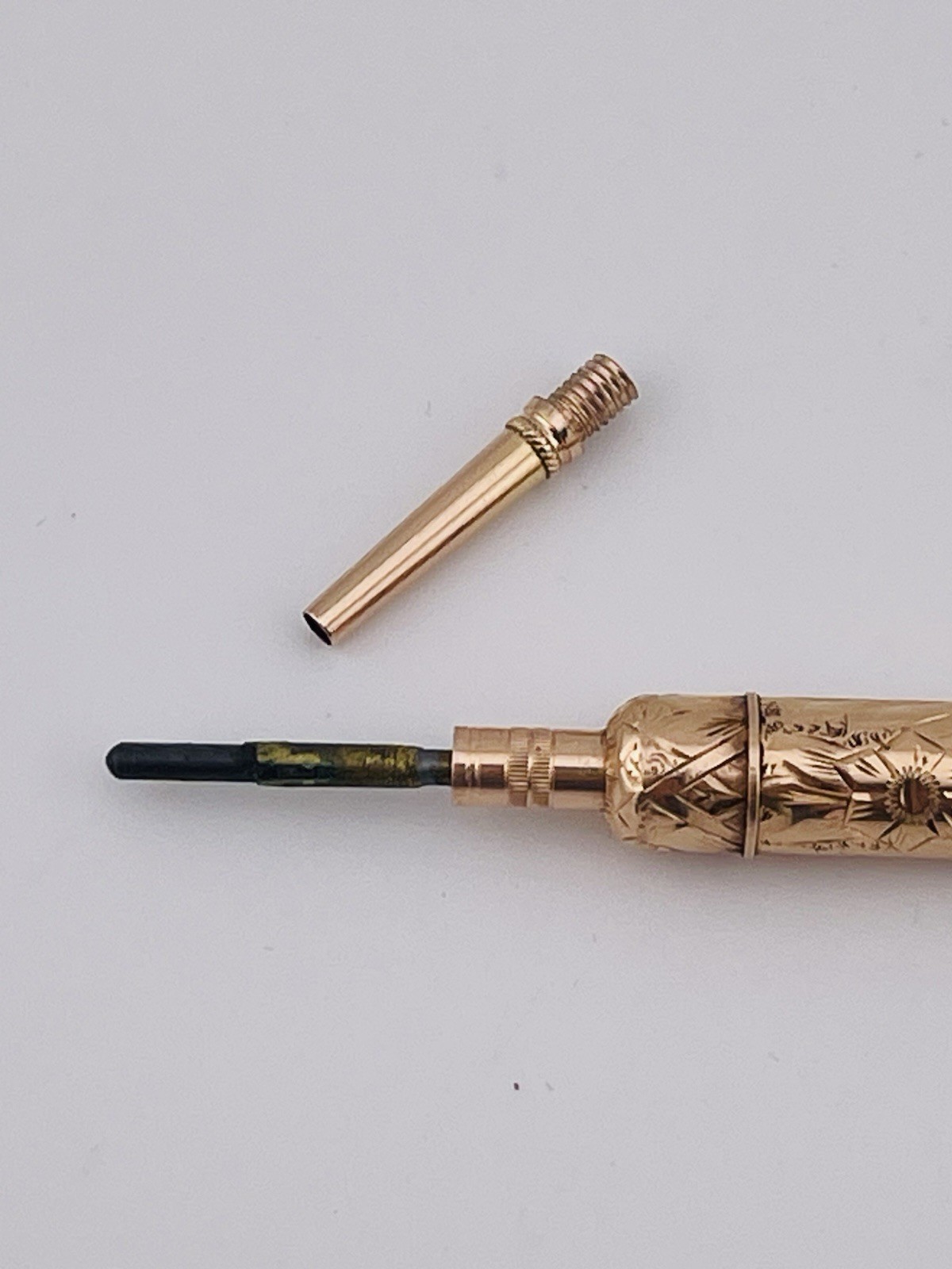 Vintage Tiffany & Co. Engraved Retractable Pencil Pendant, 14k Rose Gold. 18.6g