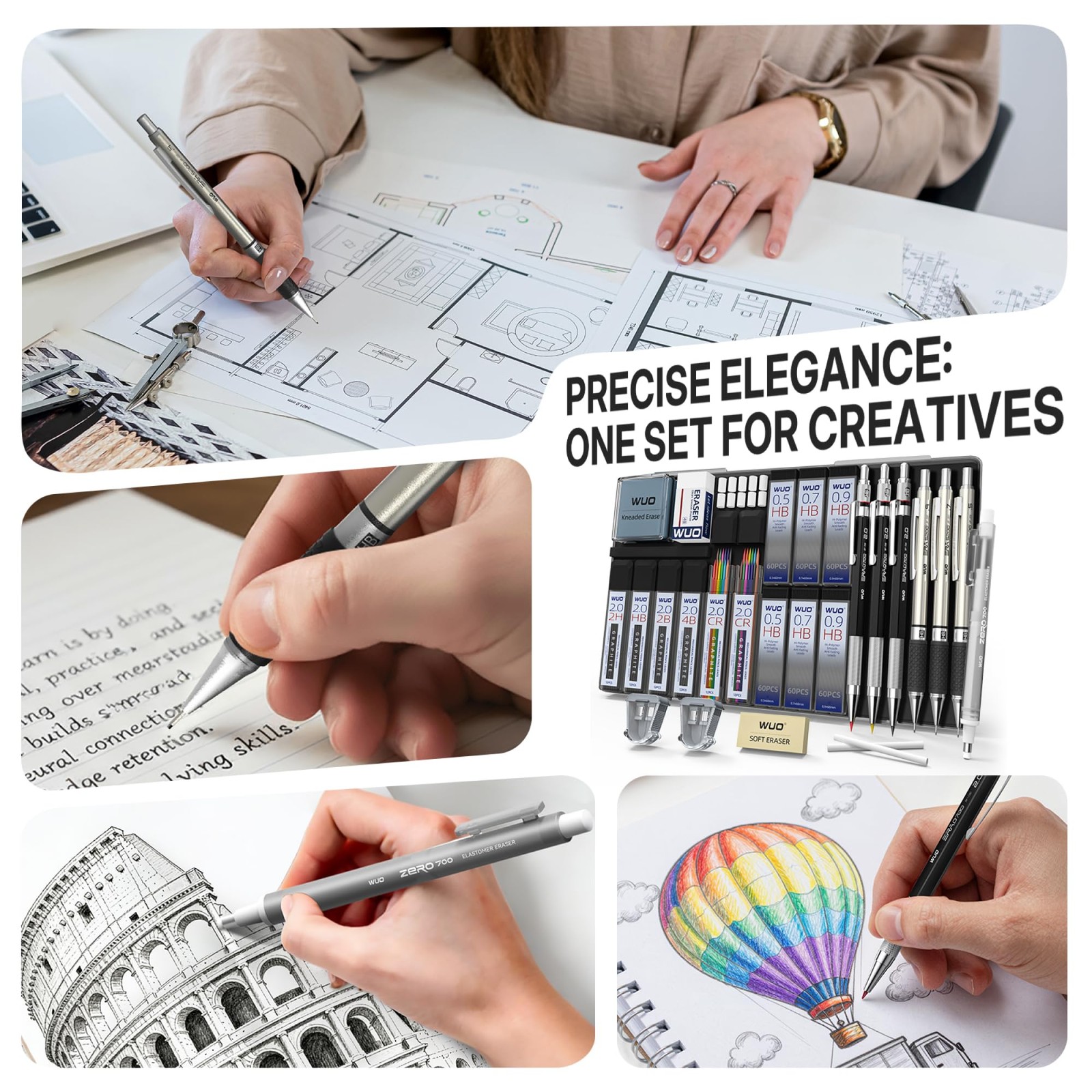 36PCS Mechanical Pencil Set with Case, Metal Drafting Pencil 0.5, 0.7, 0.9mm …