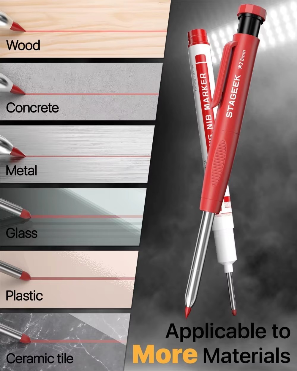 Carpenter Pencil Set 2.8mm Mechanical Pencil 26 Refills Waterproof Deep Hole