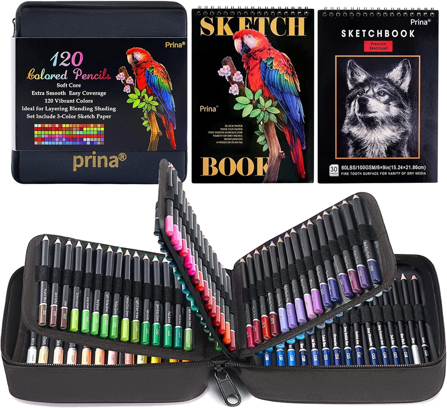 PRINA Art Supplies 120 Colors Colored Pencils Set for Adults Multicolor