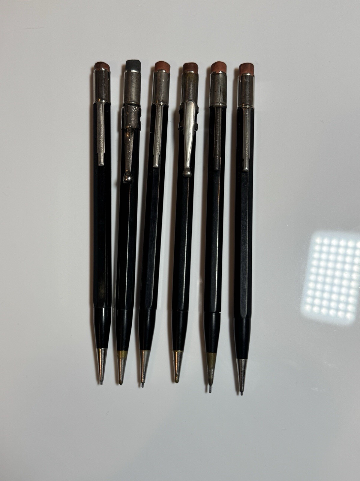 Vtg Lot Of 6 1960s Autopoint 0.9mm Mechanical Pencils For Real Thin Lead WORKING