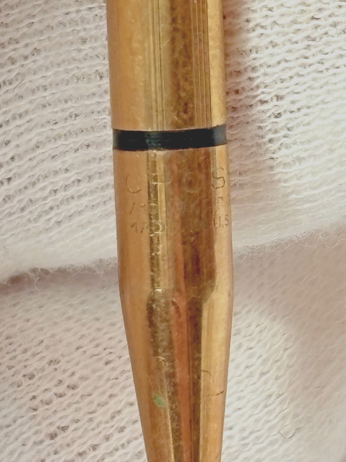 Vtg Cross Mini 10kt GF Pencil On Ballou & Bass Retractable Chain Brooch