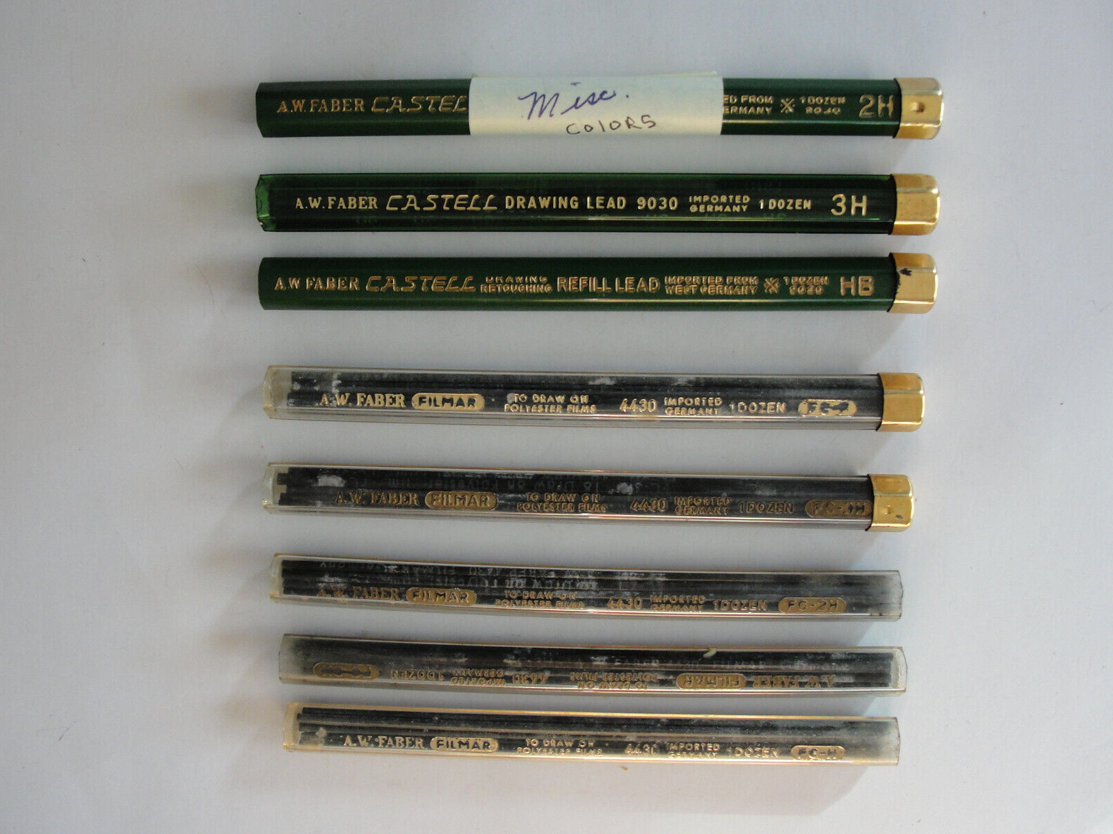 A W Faber Castell 8 Tubes Of Various Drafting Leads