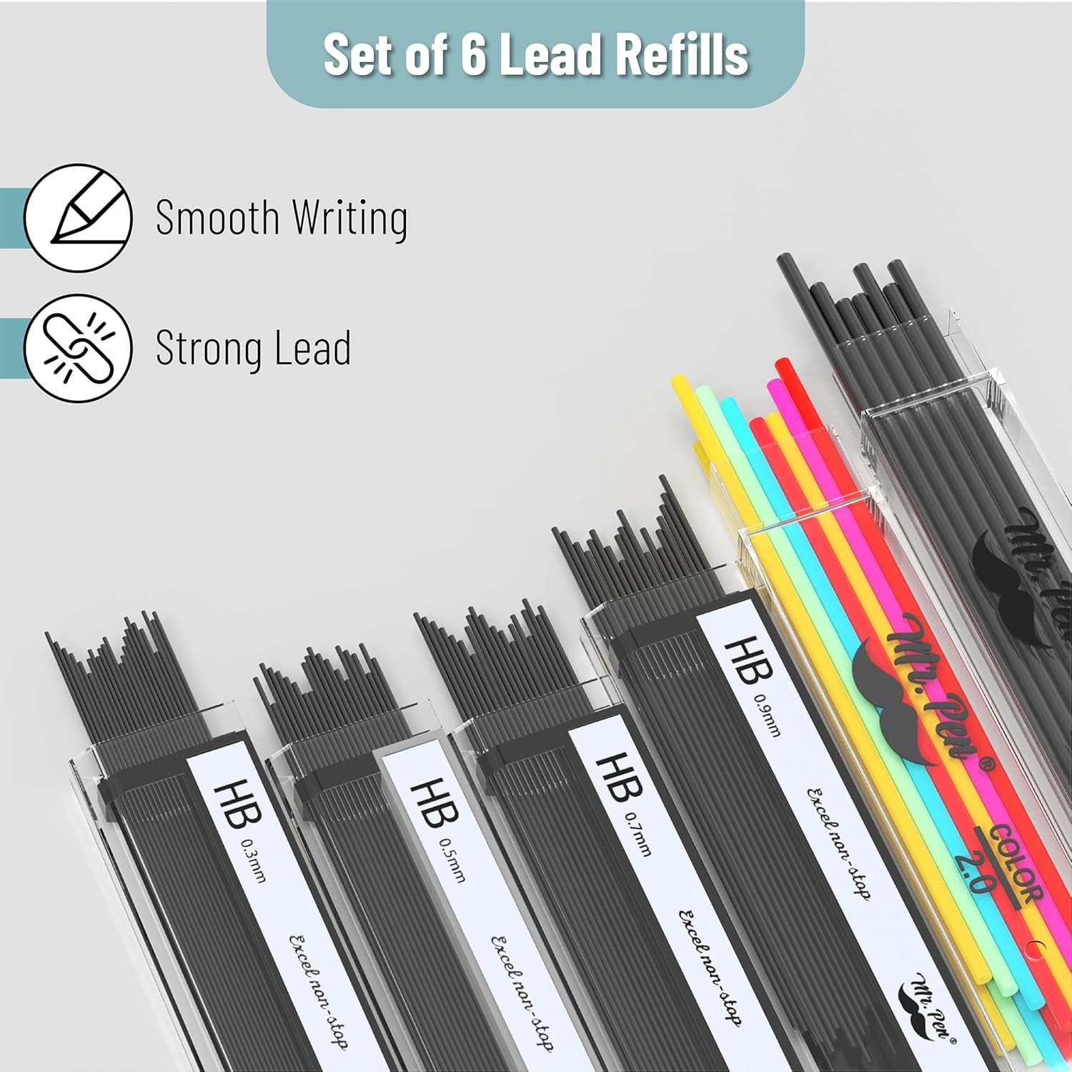 – Metal Mechanical Pencil Set, 5 Sizes, 0.3, 0.5, 0.7, 0.9, 2Mm, Mechanical Penc