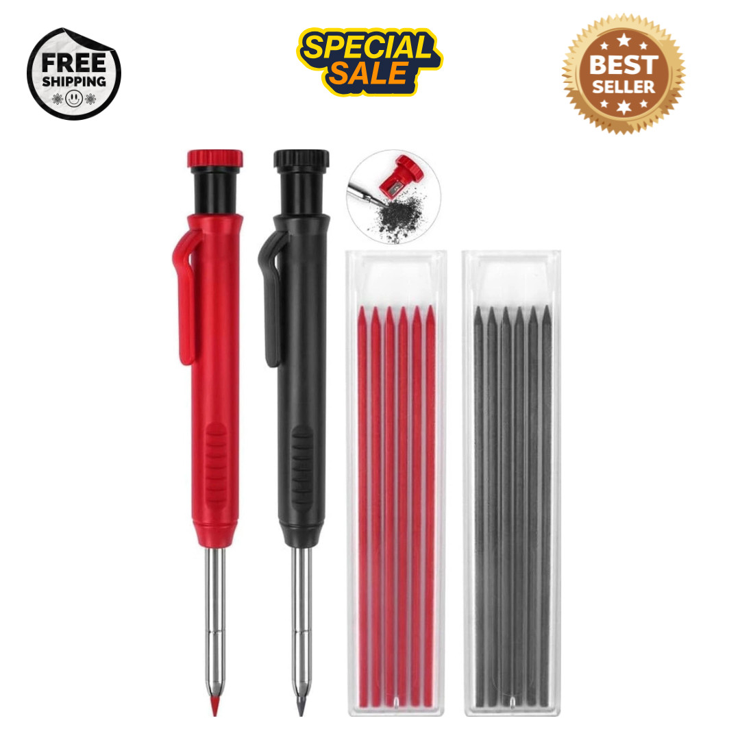 2 Pack Carpenter Pencils Mechanical Pencils with 12 Refills, Construction Pencil