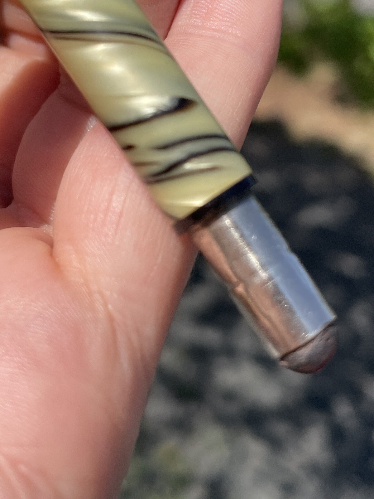 Vintage 20th C. Miniature Marbleized White Mechanical Pencil Red Drafting Tool