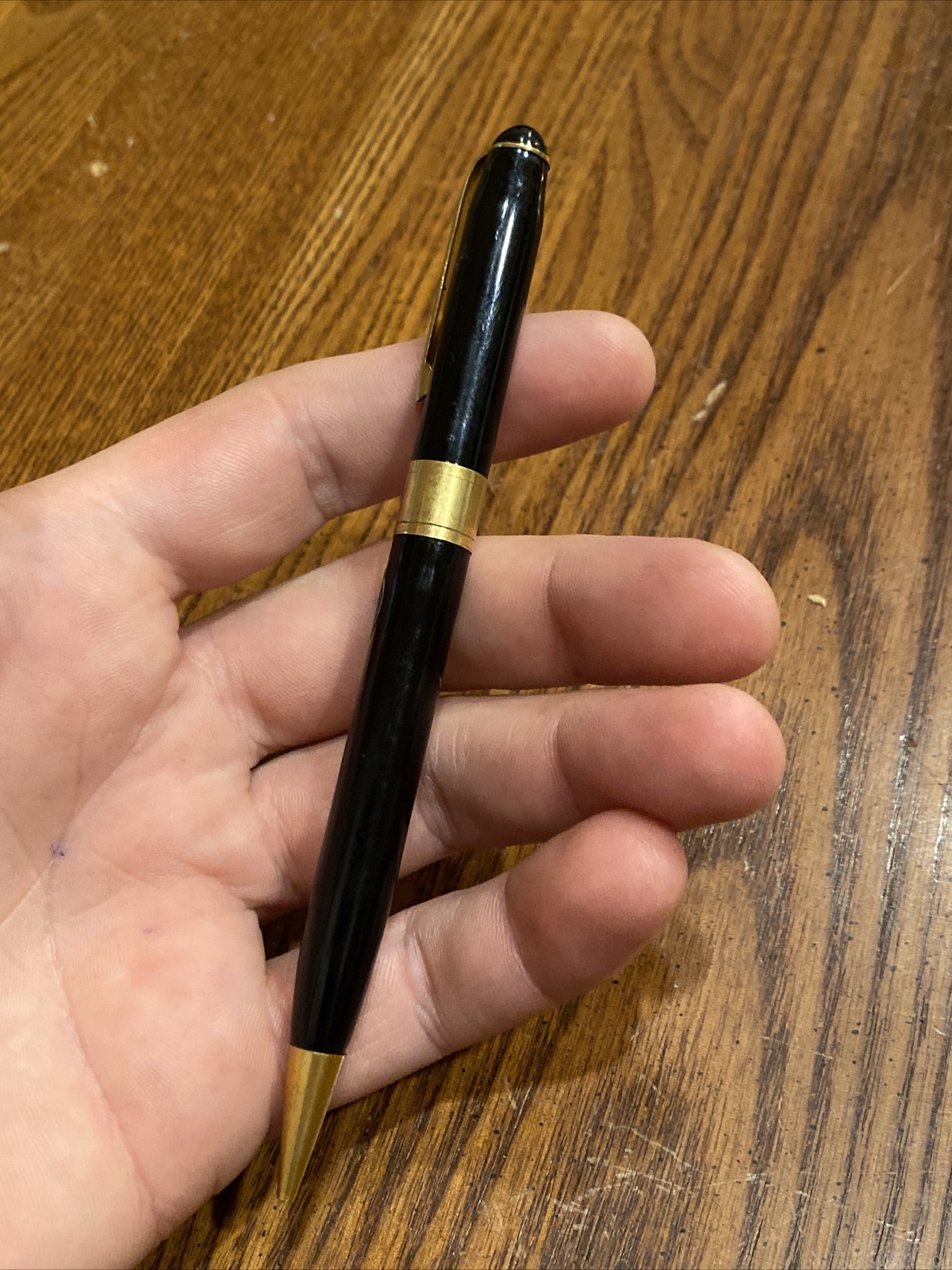 Vtg VENUS 047 G Mechanical Twist Pencil Black w Gold Tone Accents Original Label