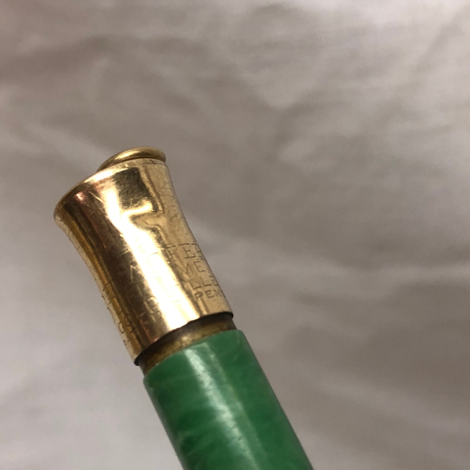 Vintage Sheaffer’s Mechanical Pencil Ring Top Vest Gold Filled Green Swirl