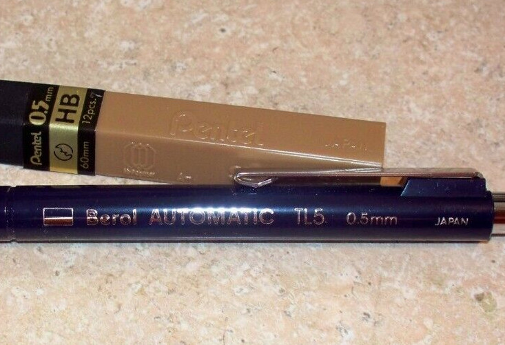 Vintage Berol TL5 0.5 mm Mechanical Pencil & 12 Refill Lead NEW OLD STOCK