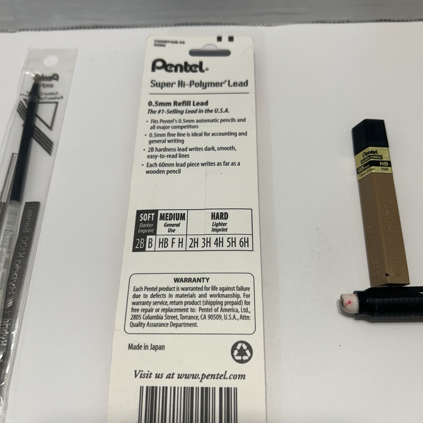 Pentel Lead Refills 0.5mm Hybrid K100 Twist Erase & Clic Eraser Vtg Japan Lot