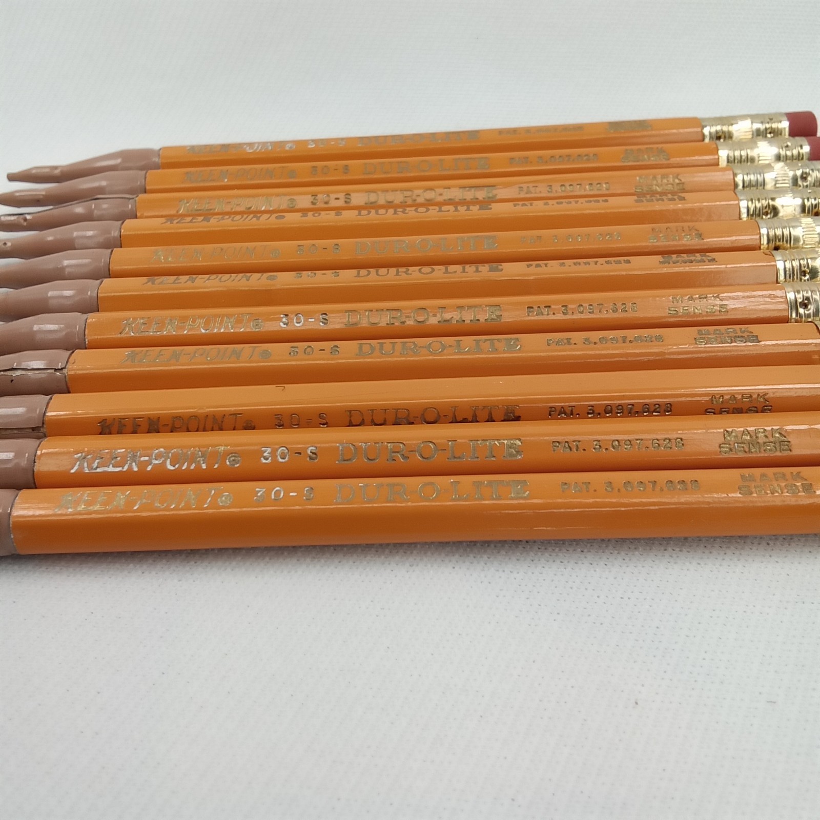 Vintage 1960s Keen Point Dur O Lite Yellow Metal Mechanical Pencil Set Of 11