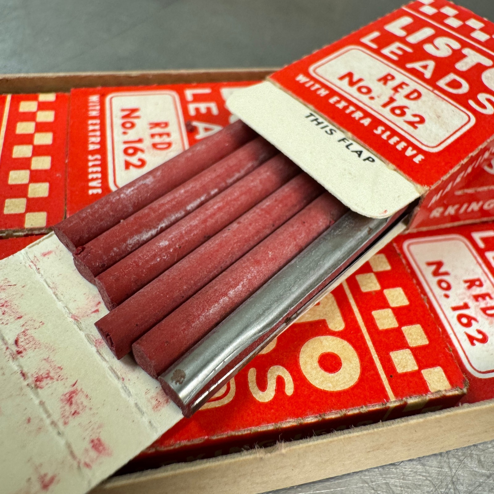 VTG Box Listo 162 Marker REFILLS 10x RED LEADS Refills Boxes w/ 6 Leads