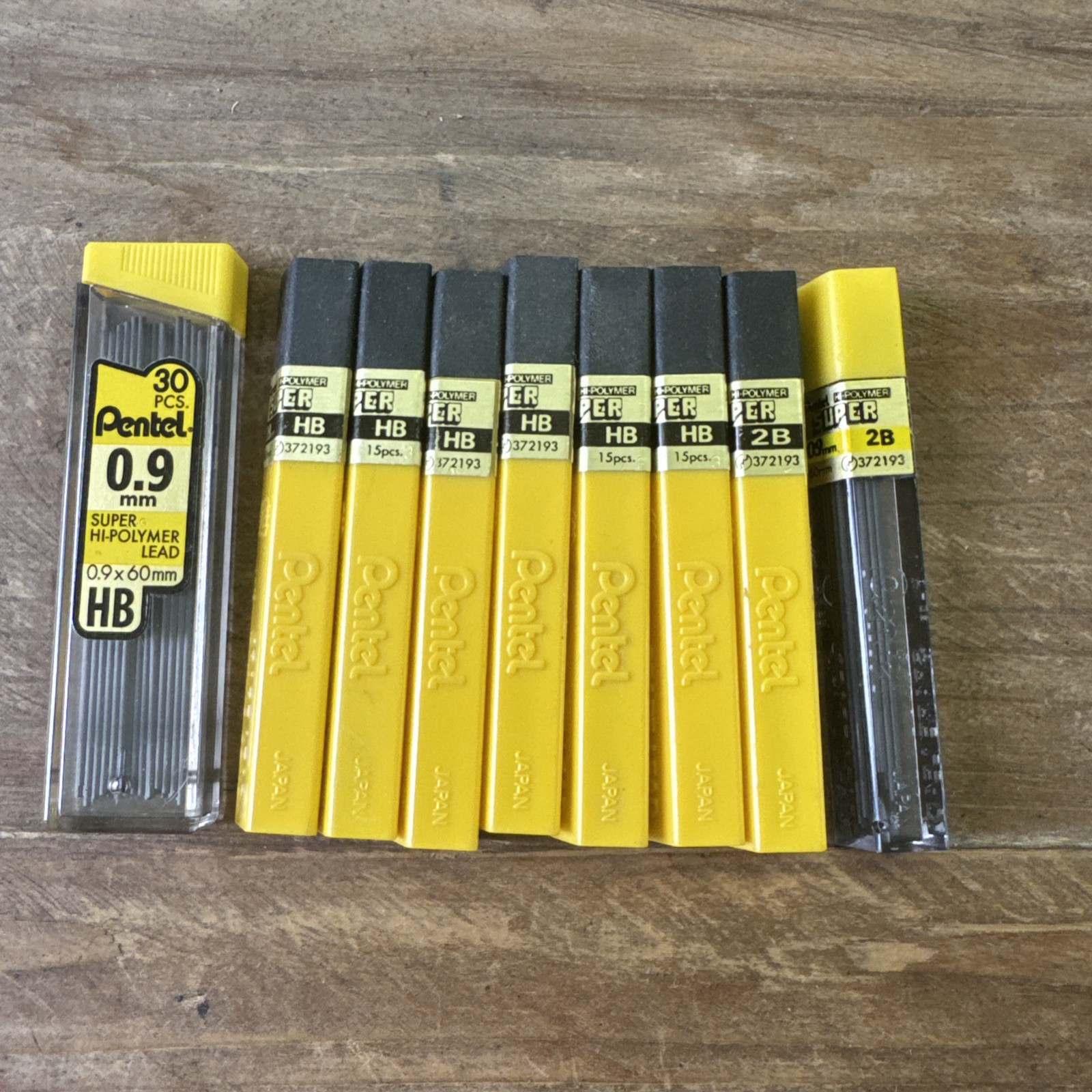Vintage Pentel 0.9mm HB & 2B Lead Refill Lot 9 Pcs Hi-Polymer Japan Pencil