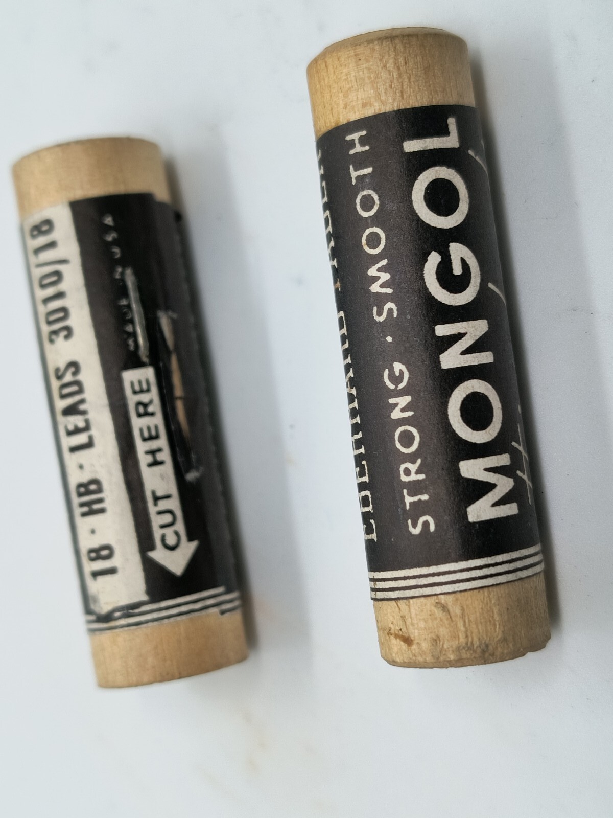 (2) EBERHARF FABER MONGOL Thin Black Leads 18-HB 3010/18 Sealed Wooden Tube, New