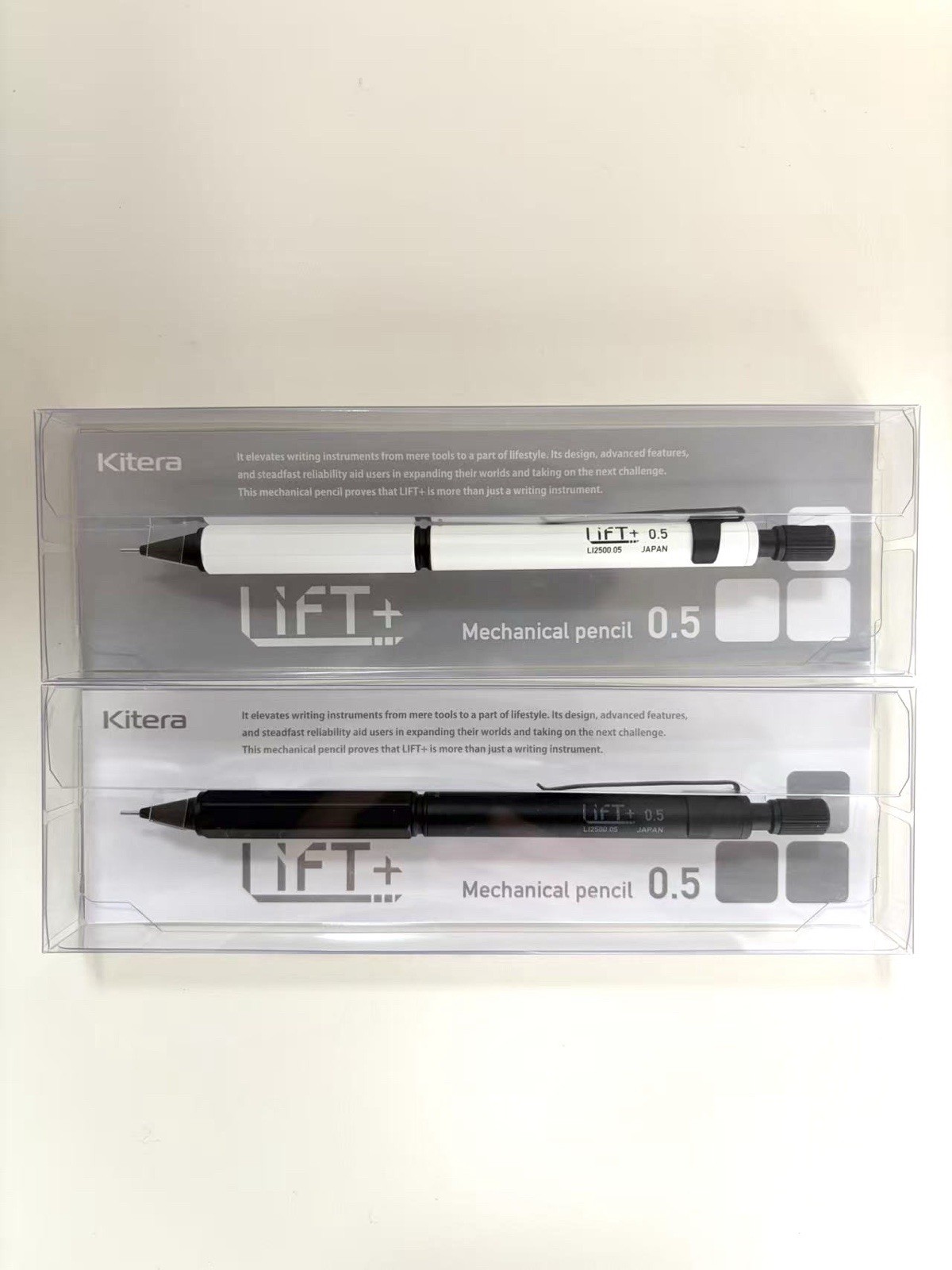 Kitera LIFT+ Mechanical Pencil 0.5mm Set Black & White Made in Japan Drafting