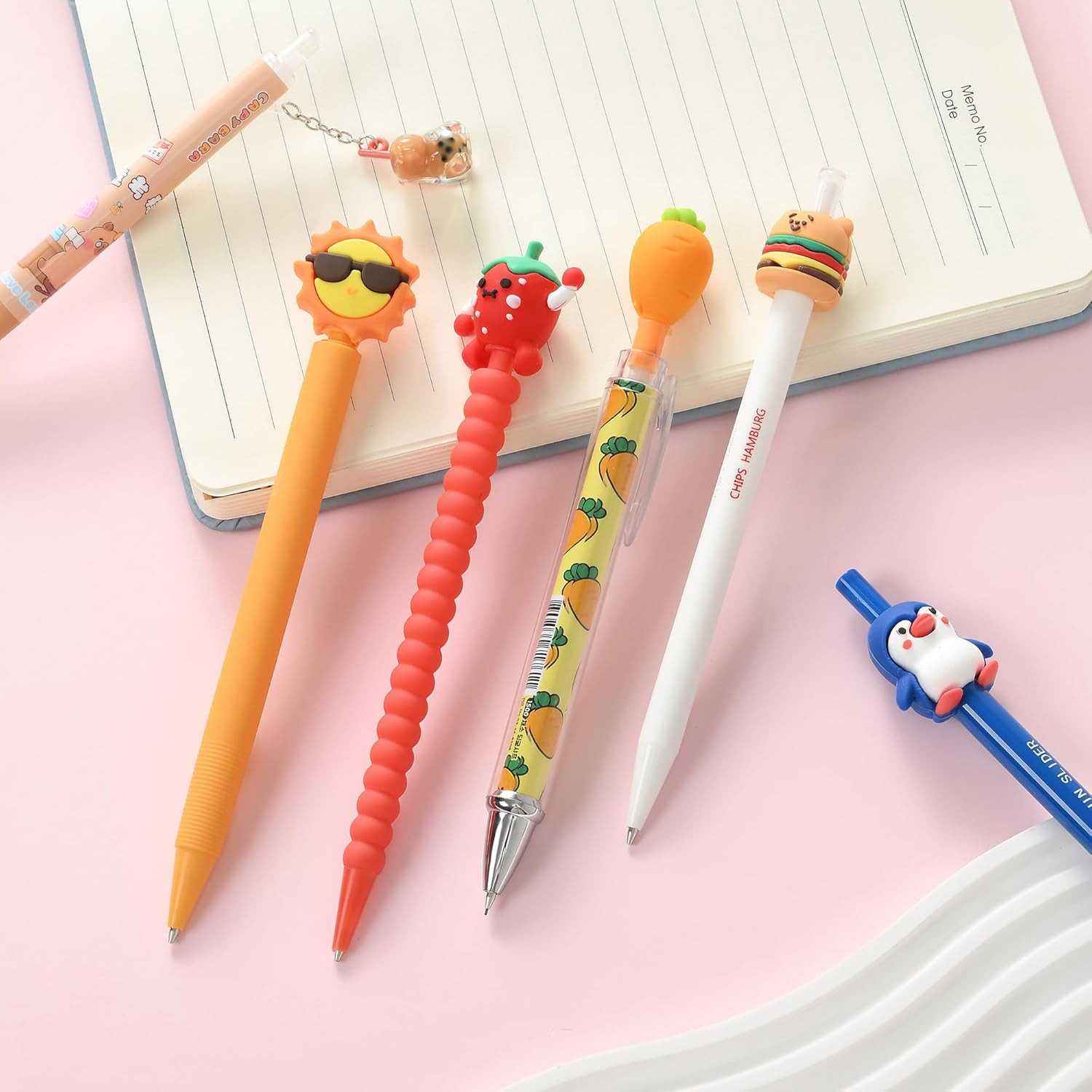 12PCS Cute Kawaii Mechanical Pencils Set with Lead Refills and Erasers, 0.5Mm &
