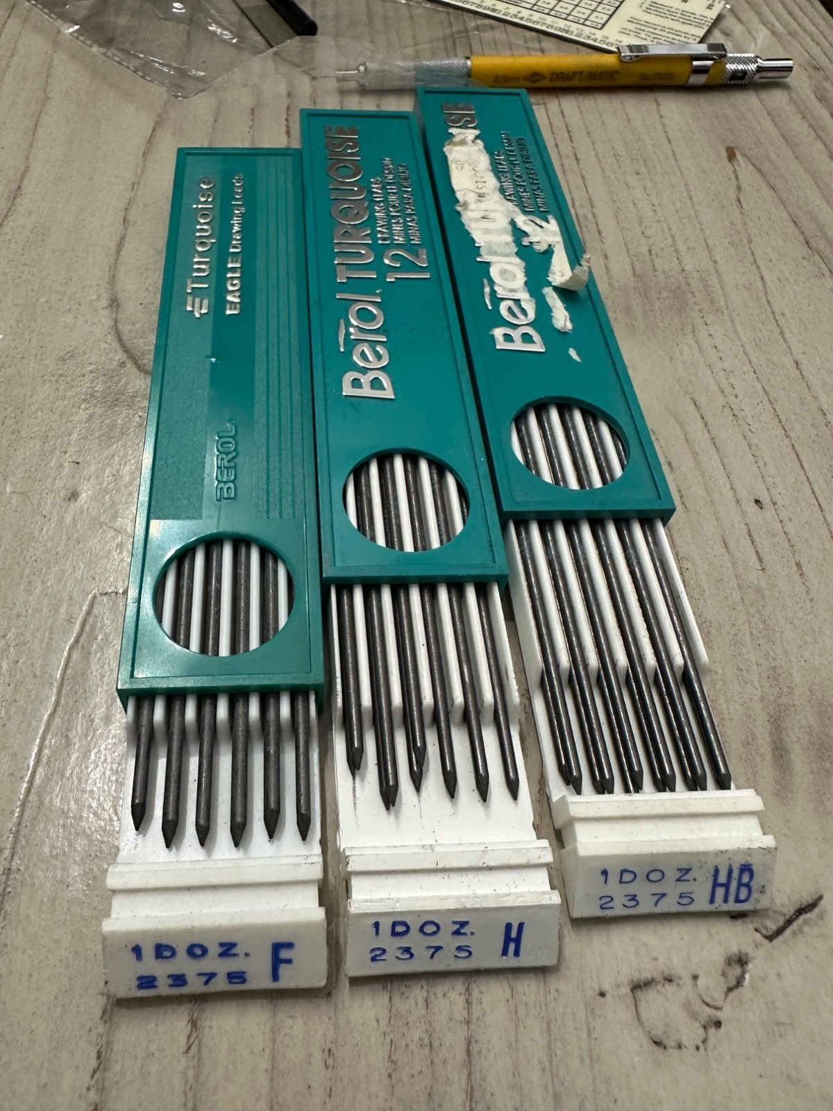 Berol Turquoise Drawing Leads 12-Pack In Assorted Hardness Grades