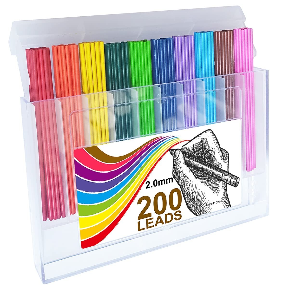 200pcs 2.0mm Mechanical Pencil Lead – 10 Unique Colors for Drawing & Sketching S